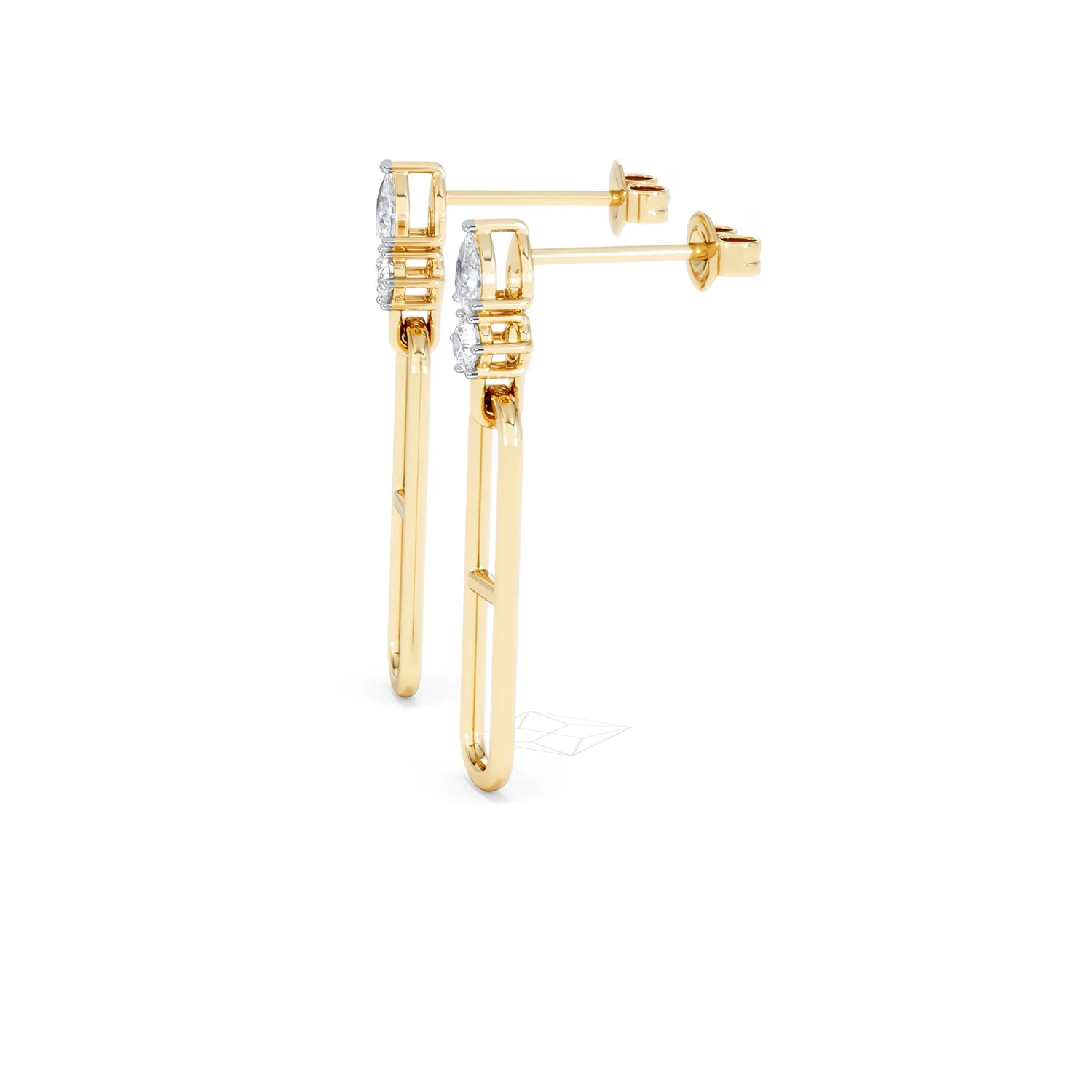 Paperclip 0.47ct Lab Diamond Drop Link Earrings in 18K Yellow Gold - Image 72