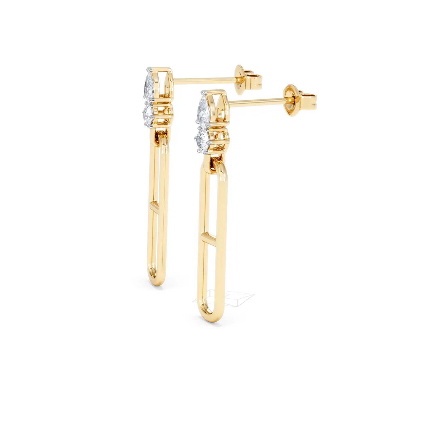 Paperclip 0.47ct Lab Diamond Drop Link Earrings in 18K Yellow Gold - Image 74