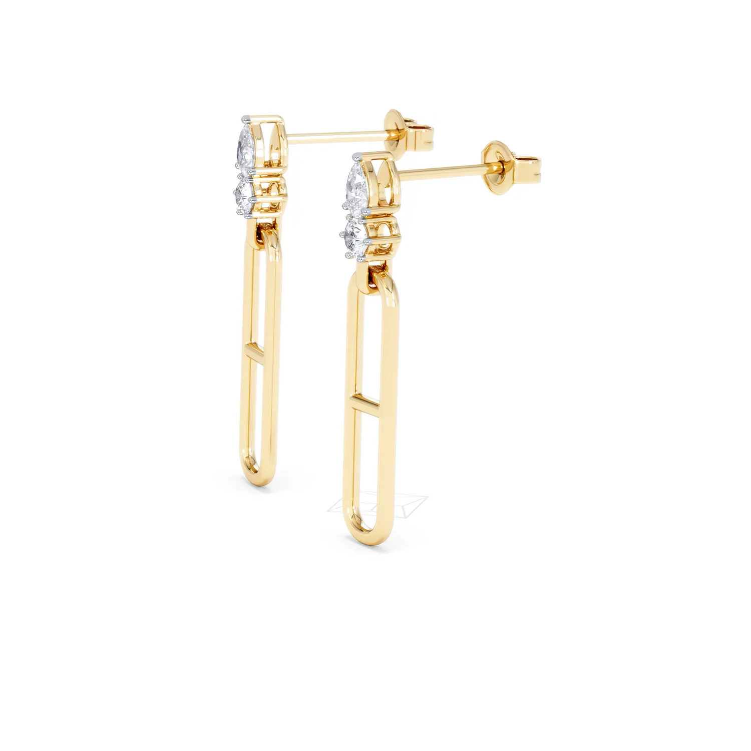 Paperclip 0.47ct Lab Diamond Drop Link Earrings in 18K Yellow Gold - Image 75