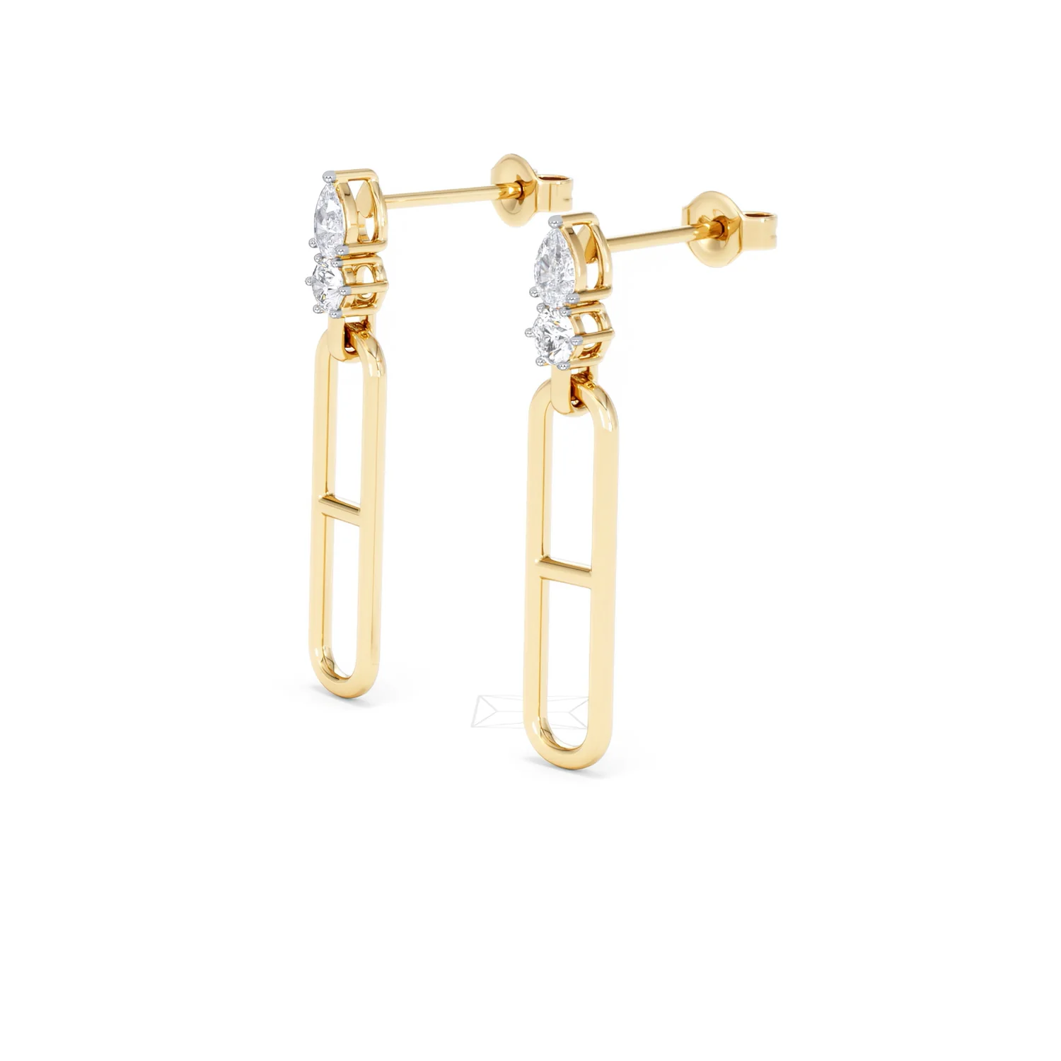 Paperclip 0.47ct Lab Diamond Drop Link Earrings in 18K Yellow Gold - Image 78