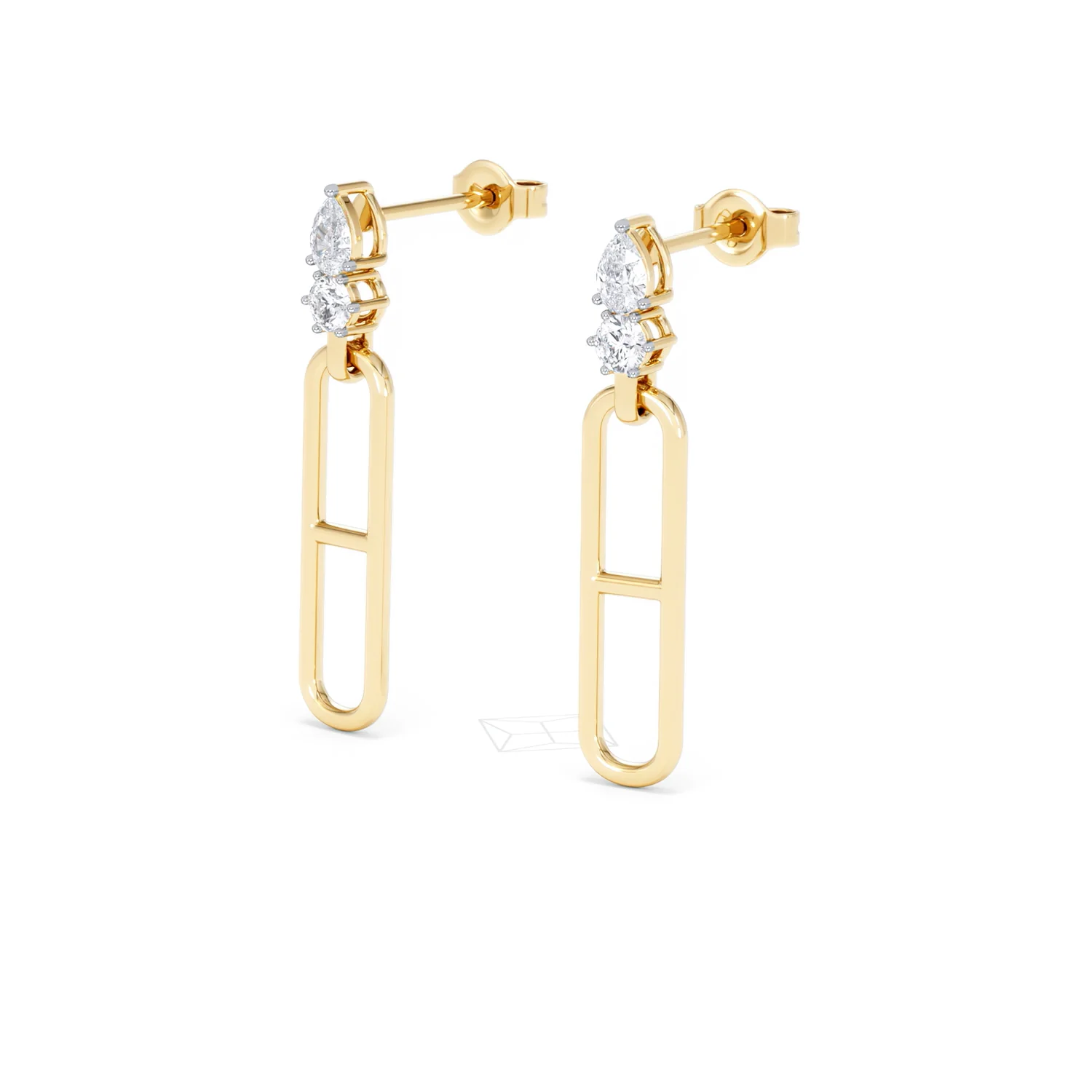 Paperclip 0.47ct Lab Diamond Drop Link Earrings in 18K Yellow Gold - Image 81