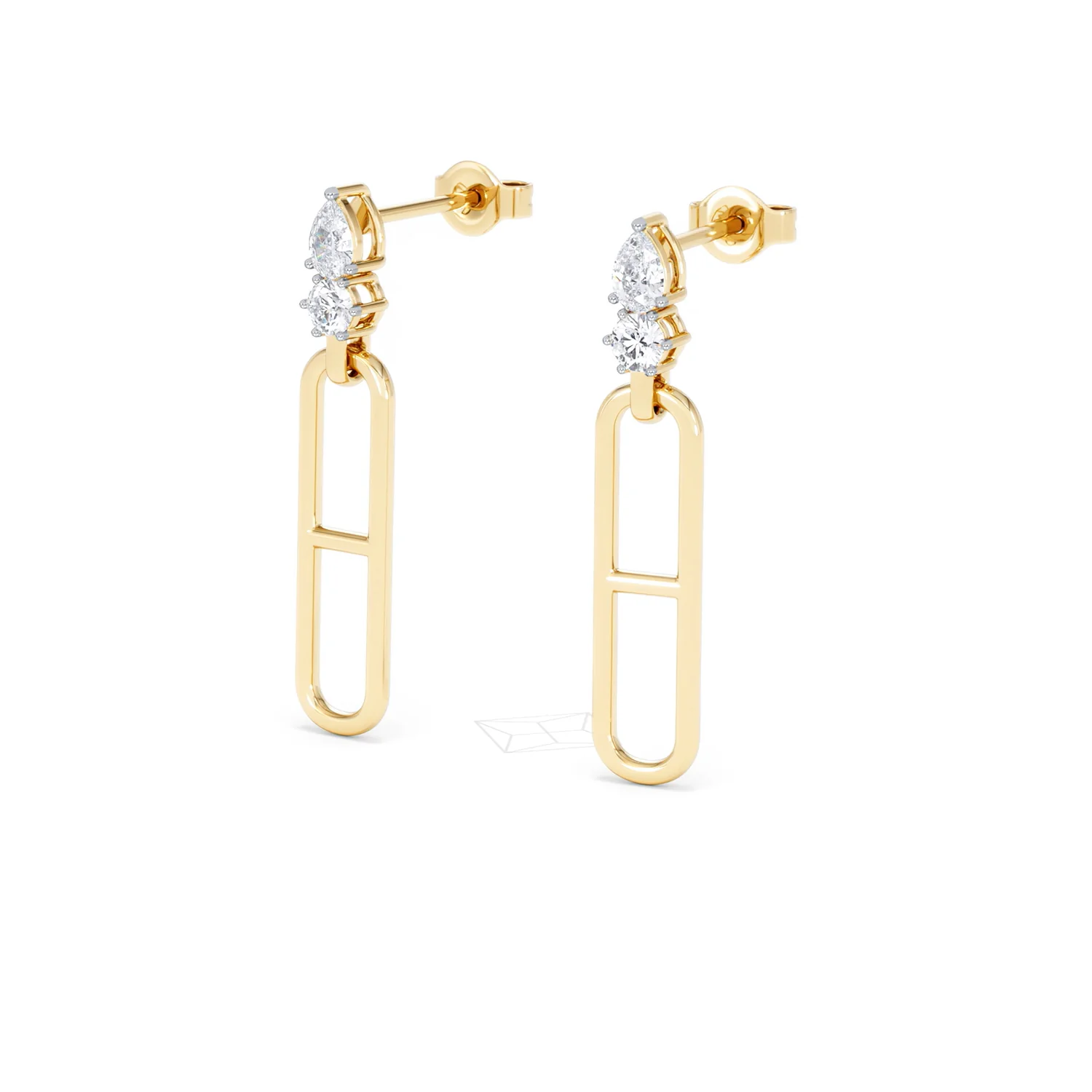Paperclip 0.47ct Lab Diamond Drop Link Earrings in 18K Yellow Gold - Image 82