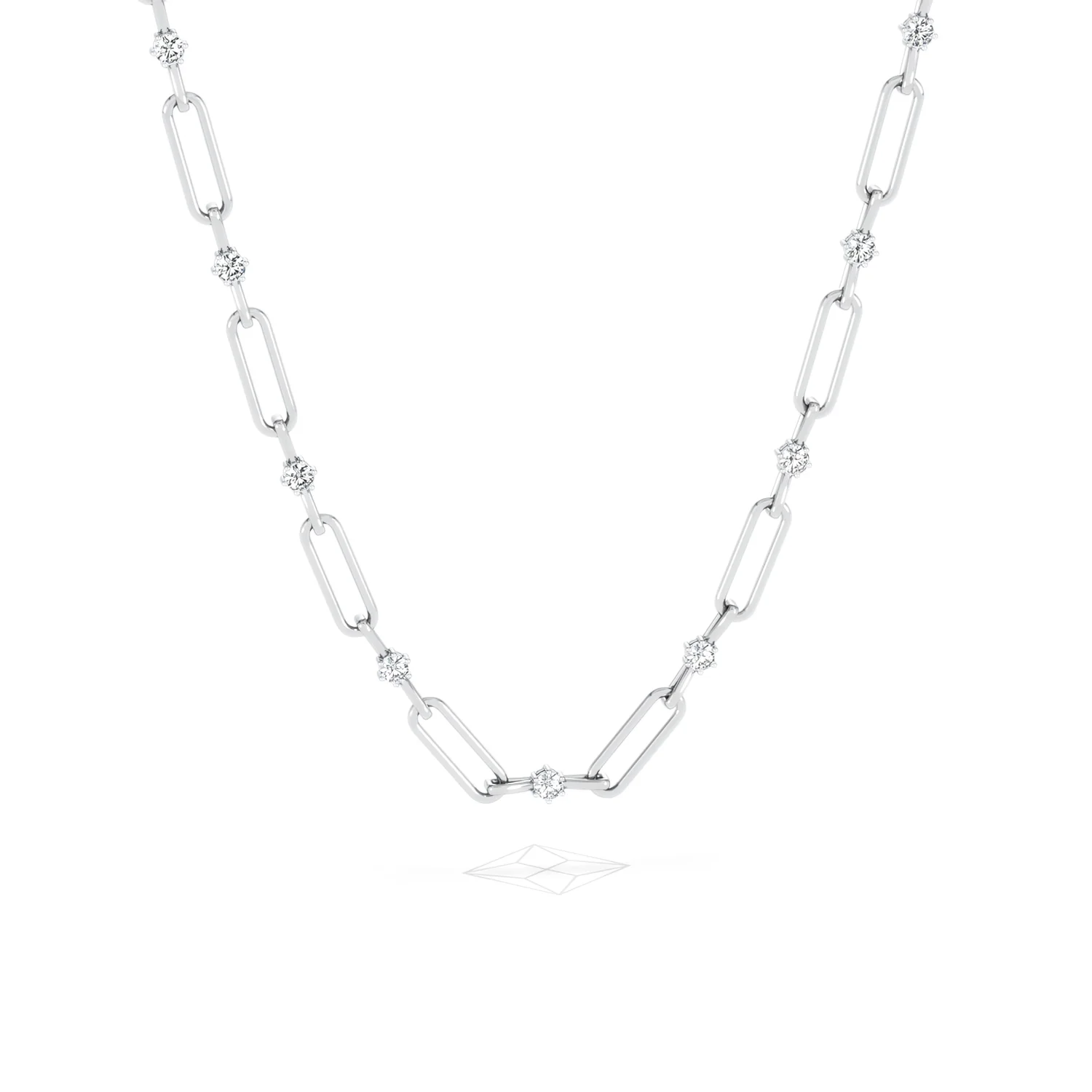 Paperclip 0.74ct Lab Diamond Link Necklace in 18K White Gold - Image 11