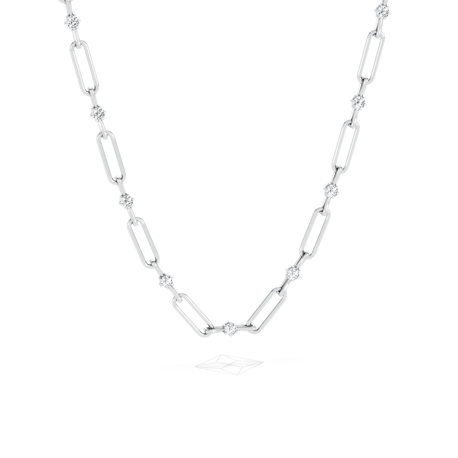 Paperclip 0.74ct Lab Diamond Link Necklace in 18K White Gold - Image 12