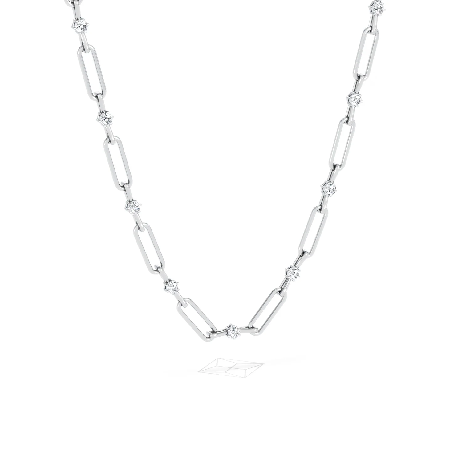 Paperclip 0.74ct Lab Diamond Link Necklace in 18K White Gold - Image 14