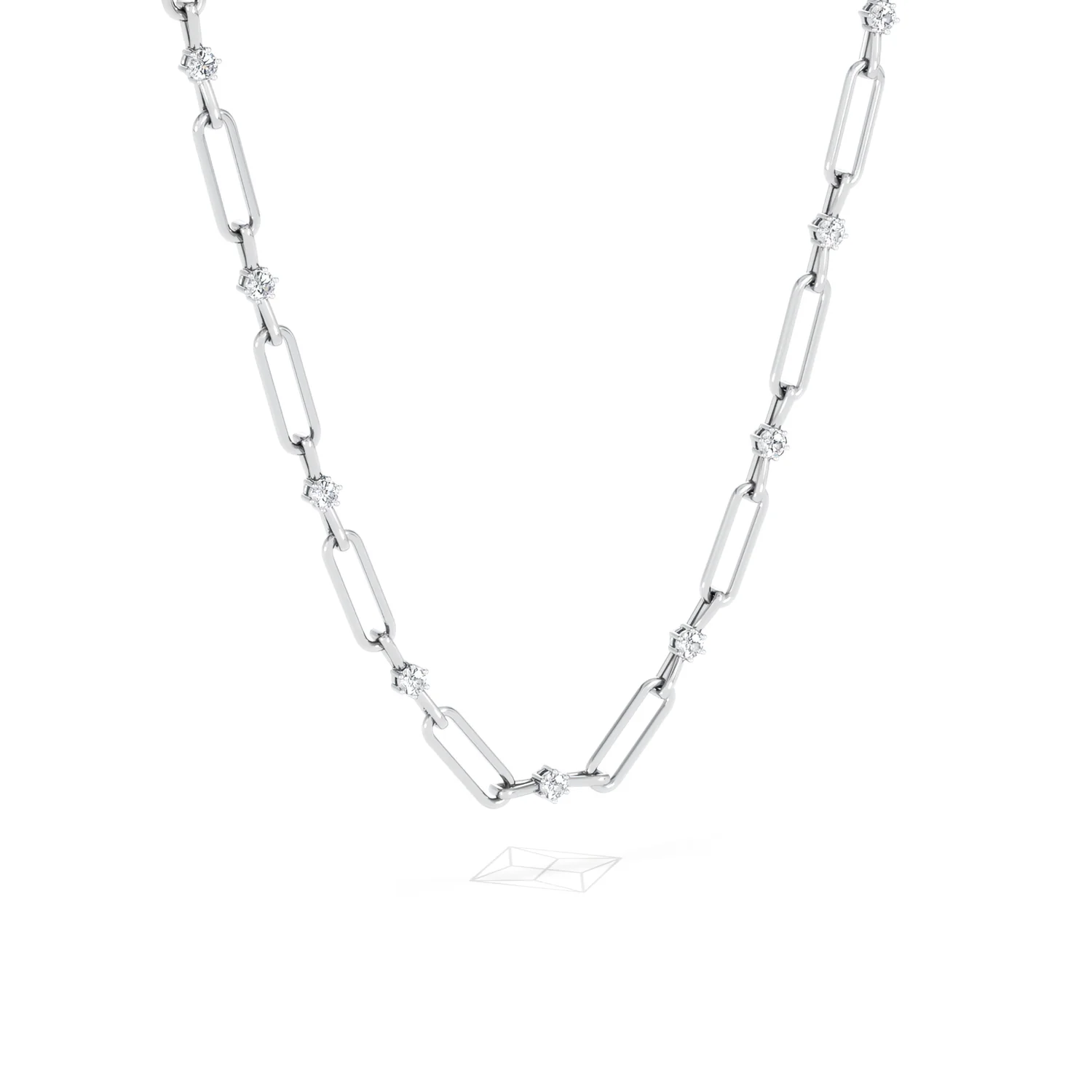 Paperclip 0.74ct Lab Diamond Link Necklace in 18K White Gold - Image 15