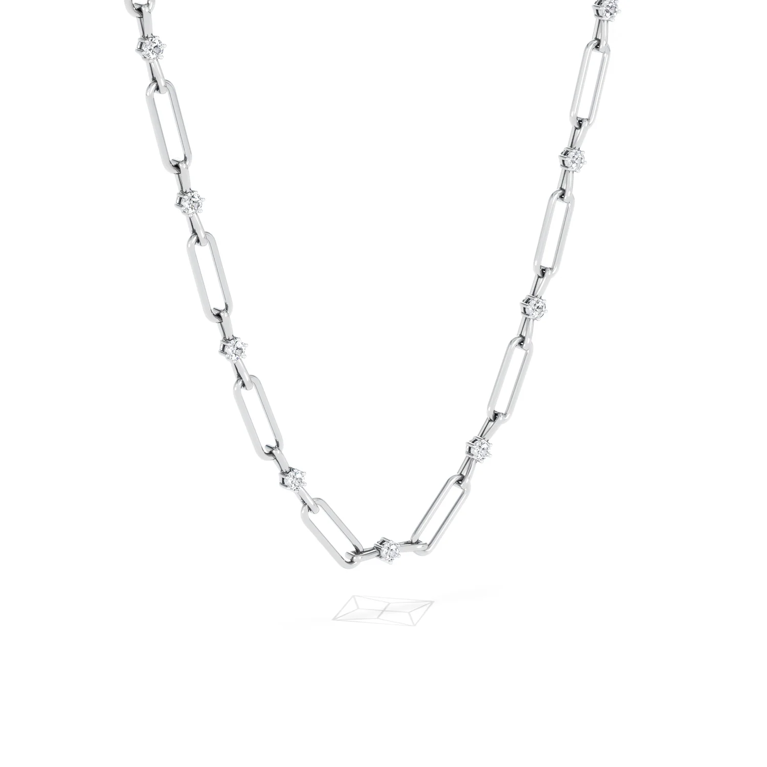 Paperclip 0.74ct Lab Diamond Link Necklace in 18K White Gold - Image 16