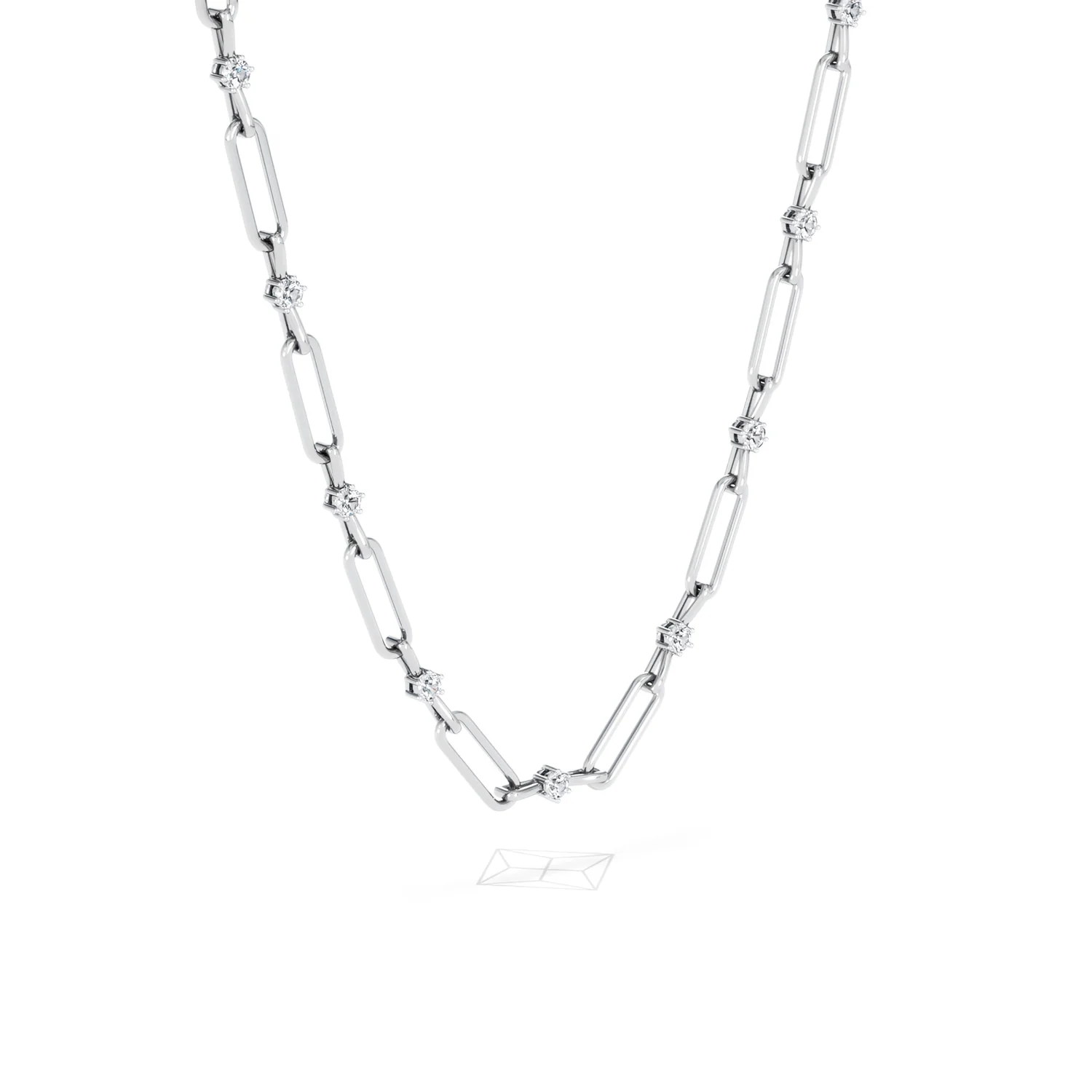 Paperclip 0.74ct Lab Diamond Link Necklace in 18K White Gold - Image 17