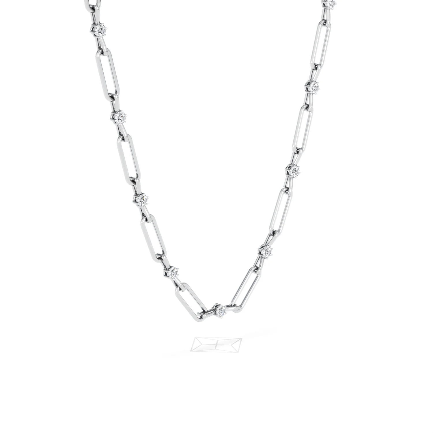 Paperclip 0.74ct Lab Diamond Link Necklace in 18K White Gold - Image 18