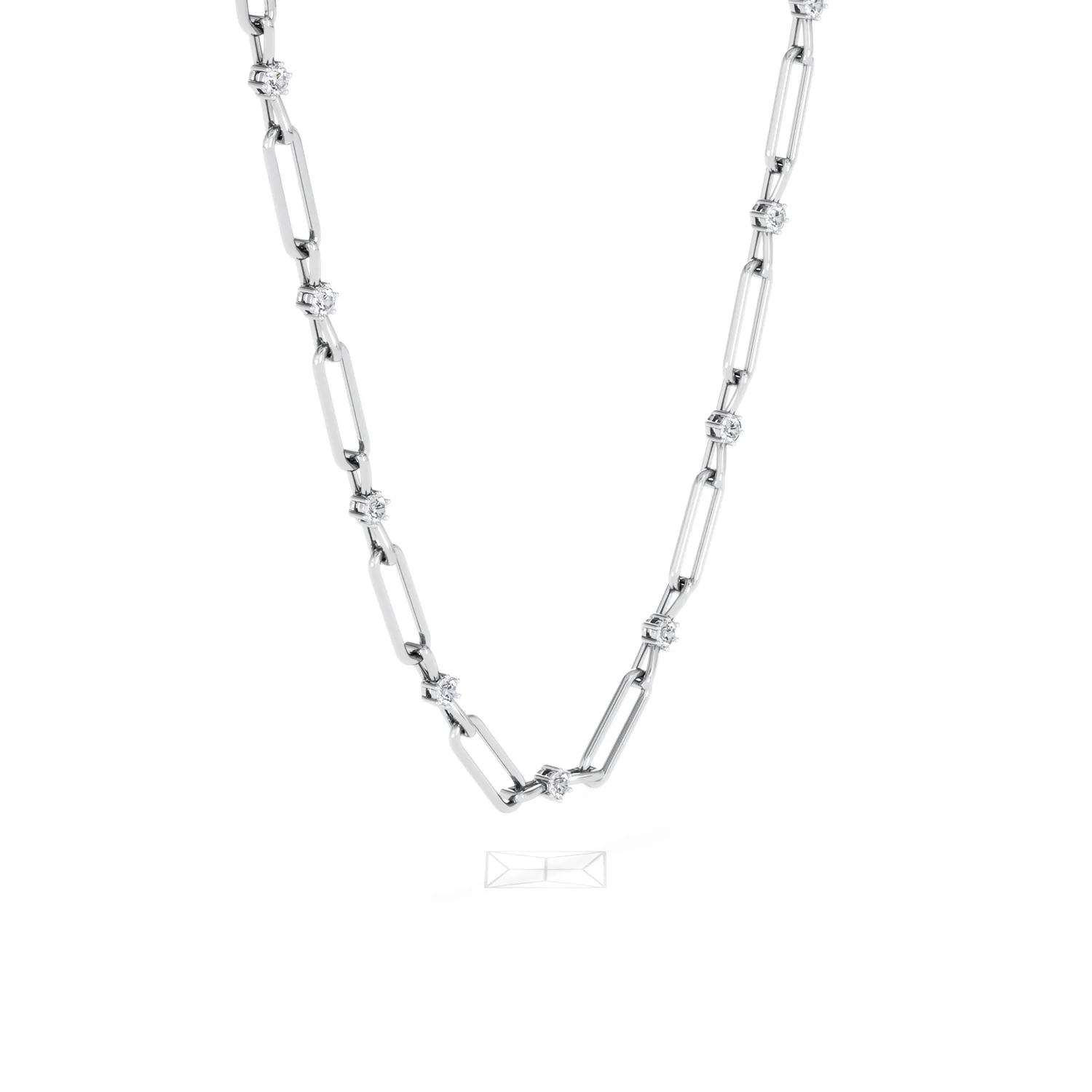 Paperclip 0.74ct Lab Diamond Link Necklace in 18K White Gold - Image 19