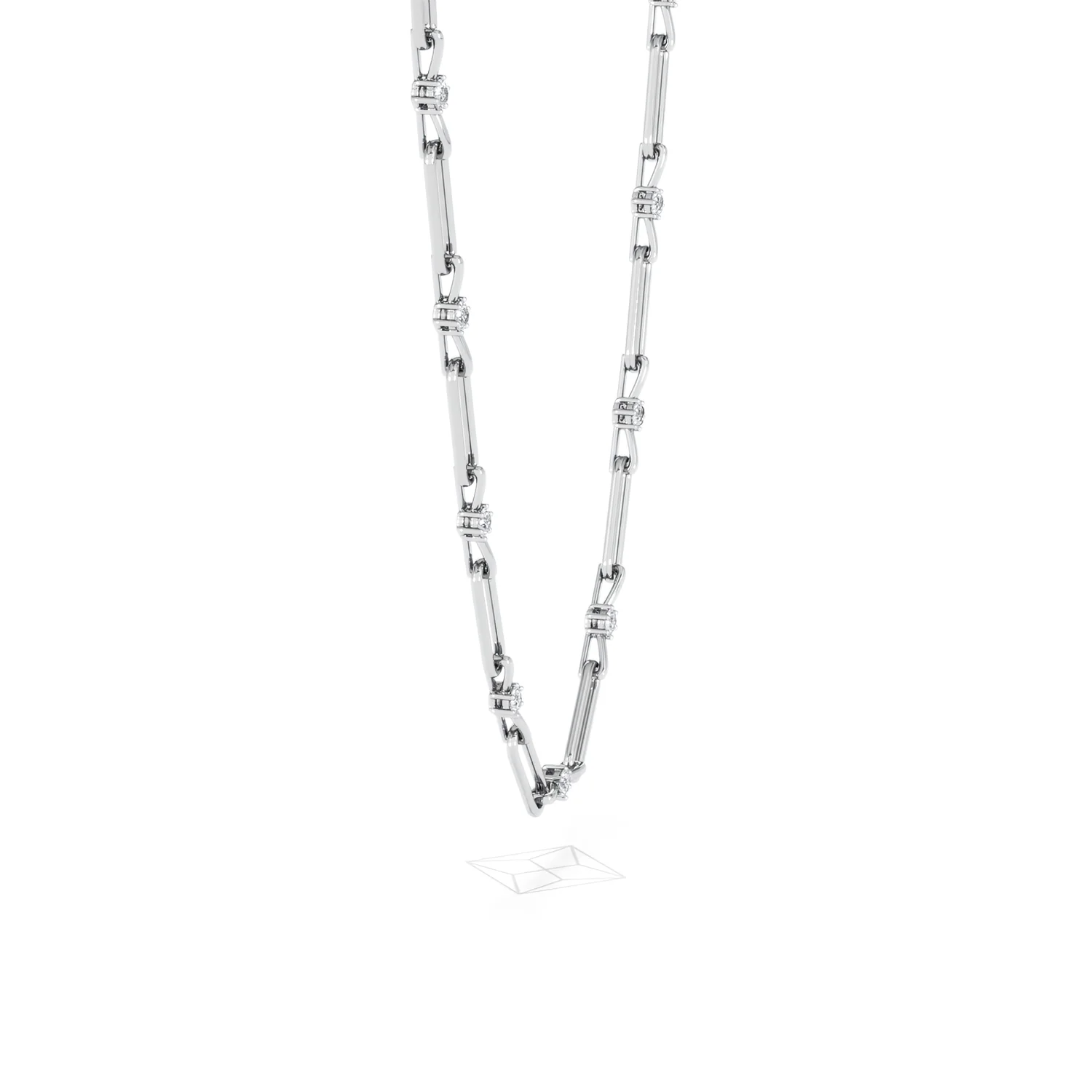 Paperclip 0.74ct Lab Diamond Link Necklace in 18K White Gold - Image 25