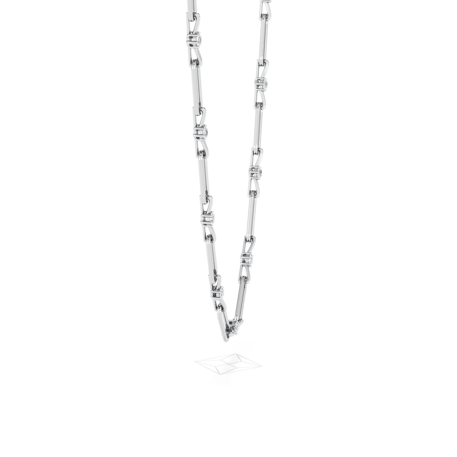 Paperclip 0.74ct Lab Diamond Link Necklace in 18K White Gold - Image 26