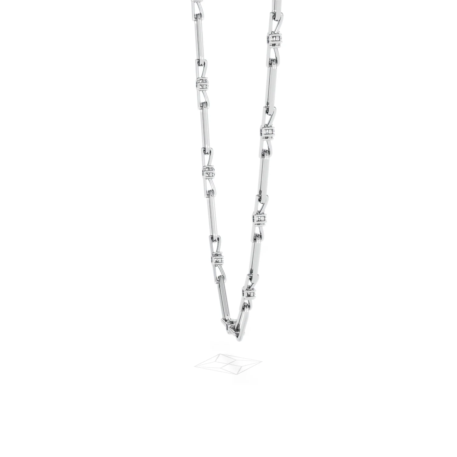 Paperclip 0.74ct Lab Diamond Link Necklace in 18K White Gold - Image 32