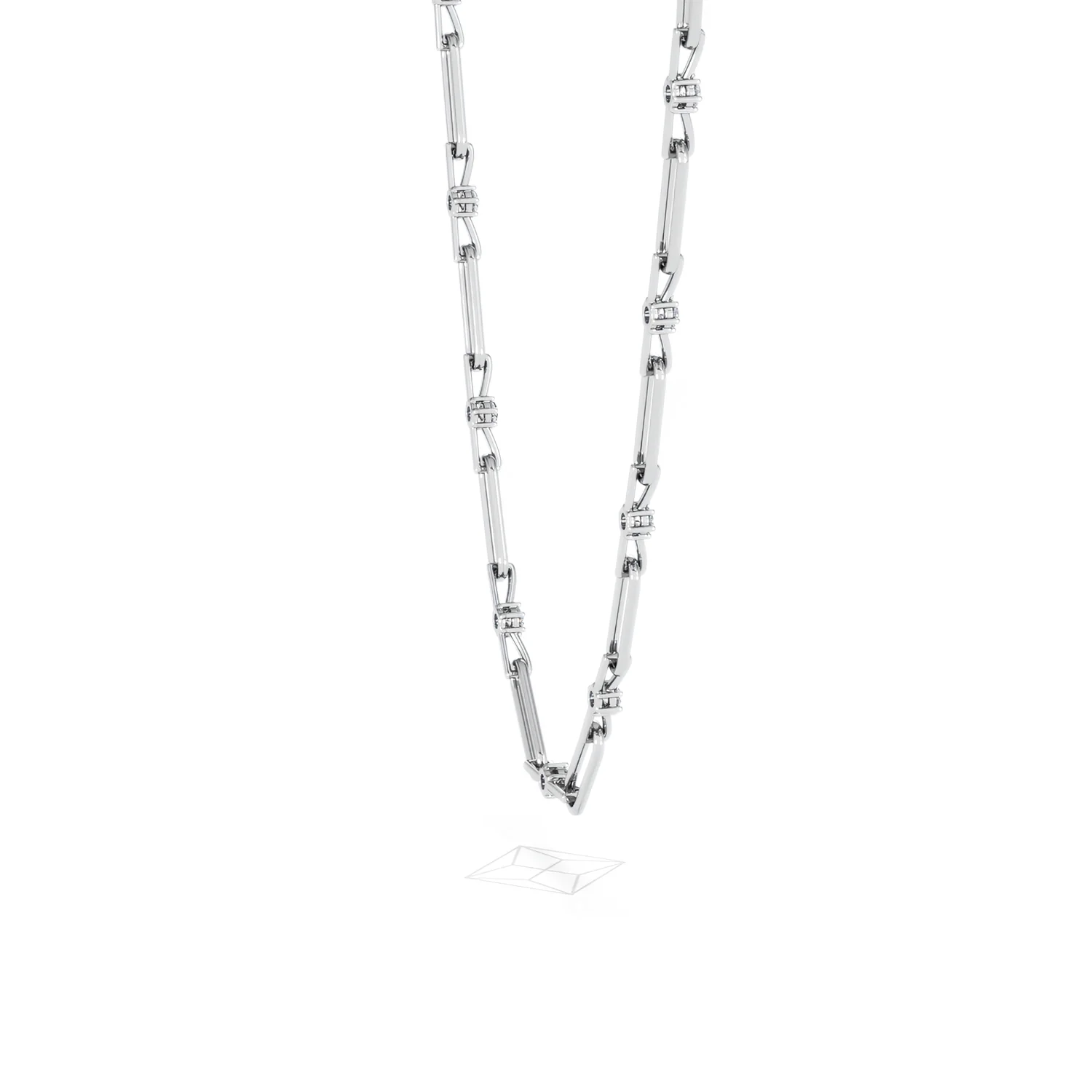 Paperclip 0.74ct Lab Diamond Link Necklace in 18K White Gold - Image 33