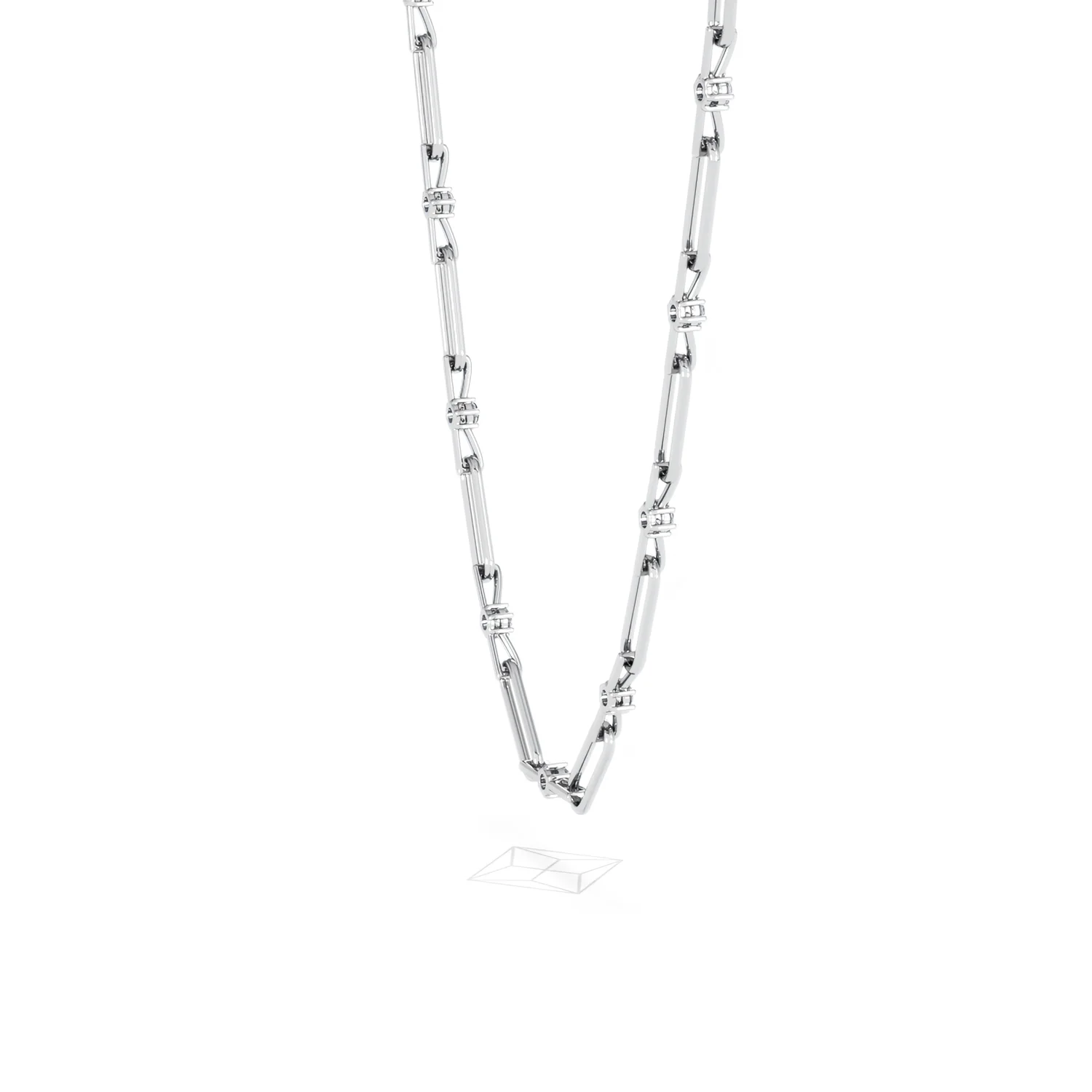Paperclip 0.74ct Lab Diamond Link Necklace in 18K White Gold - Image 34