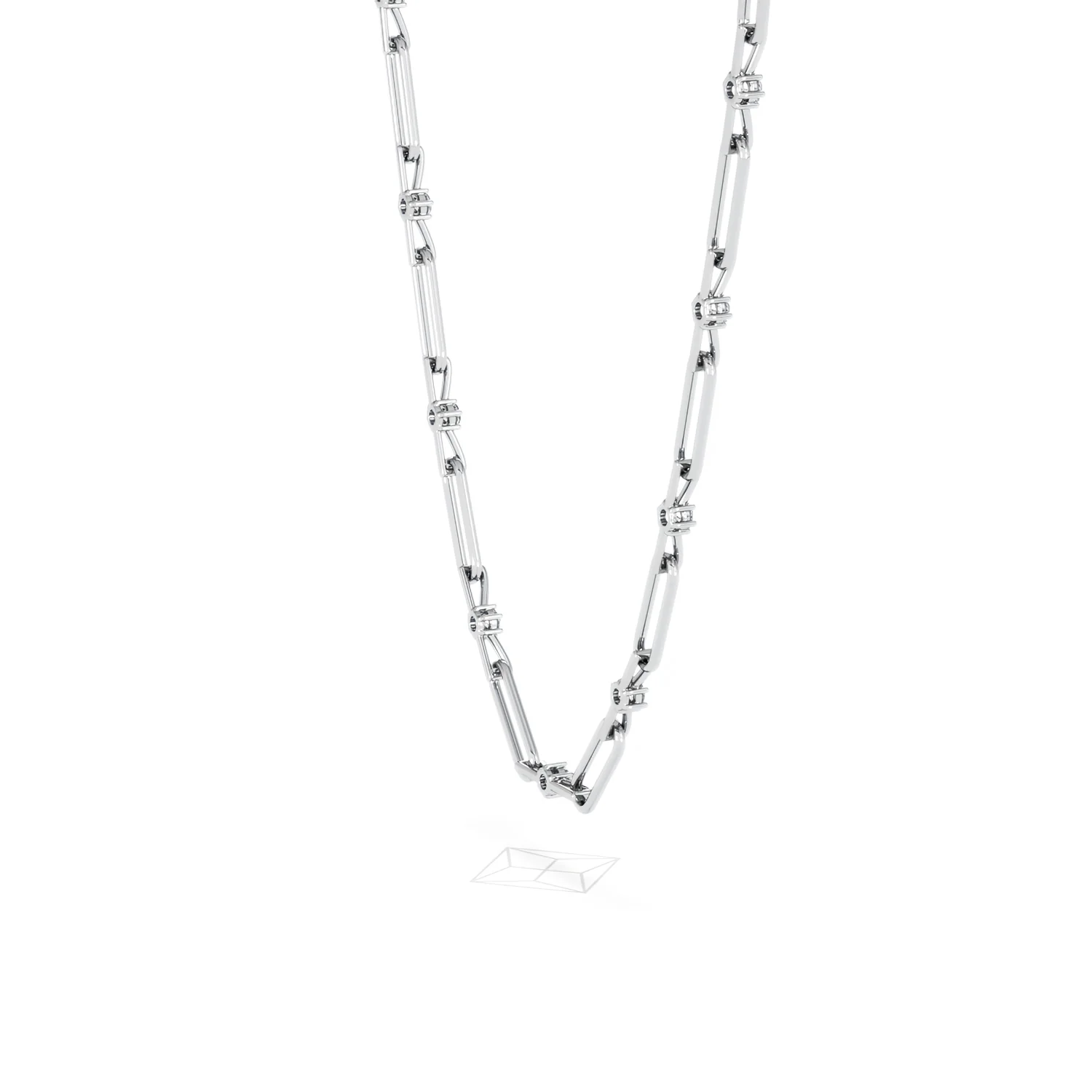 Paperclip 0.74ct Lab Diamond Link Necklace in 18K White Gold - Image 35