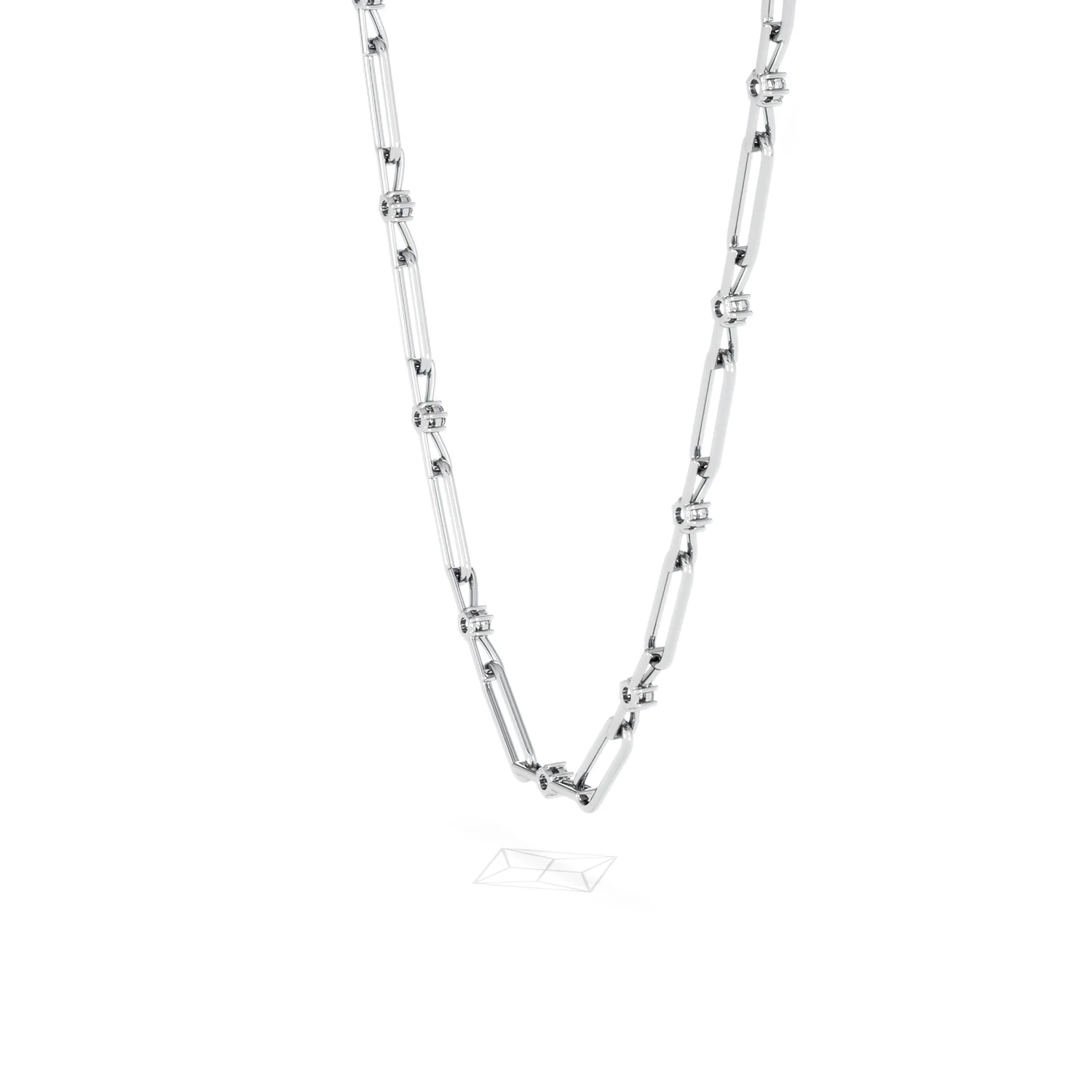 Paperclip 0.74ct Lab Diamond Link Necklace in 18K White Gold - Image 36