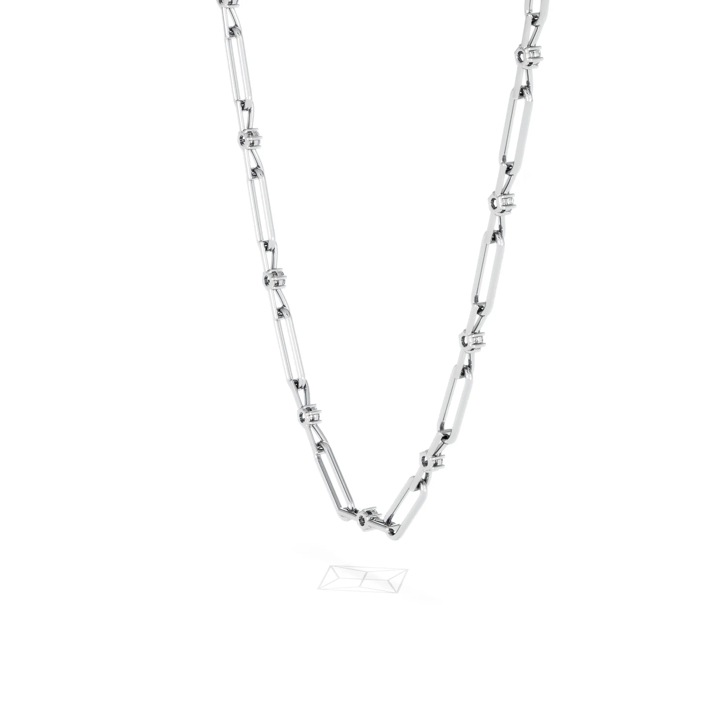 Paperclip 0.74ct Lab Diamond Link Necklace in 18K White Gold - Image 37