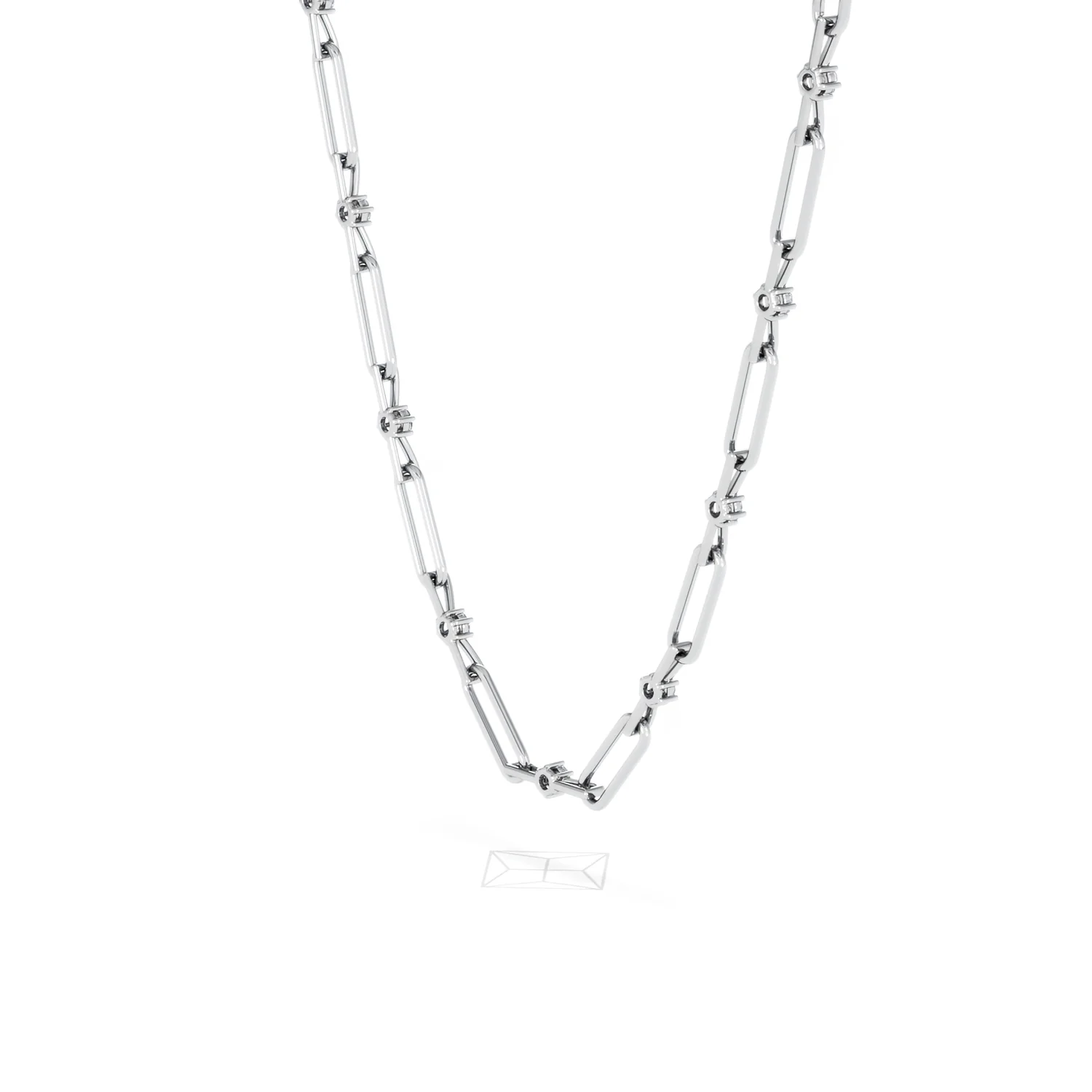 Paperclip 0.74ct Lab Diamond Link Necklace in 18K White Gold - Image 38
