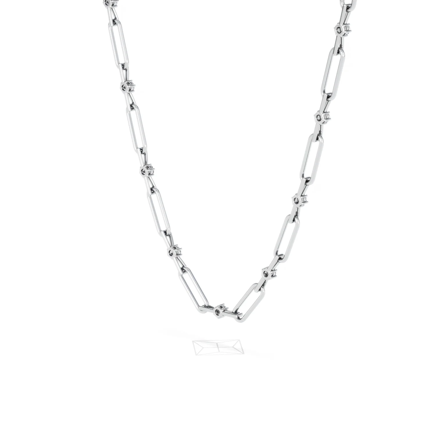 Paperclip 0.74ct Lab Diamond Link Necklace in 18K White Gold - Image 40
