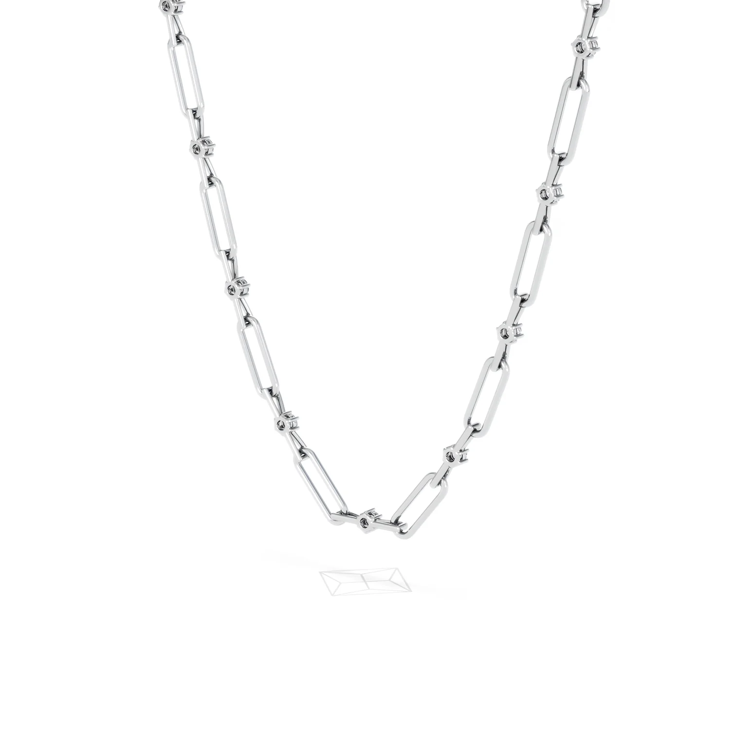 Paperclip 0.74ct Lab Diamond Link Necklace in 18K White Gold - Image 41