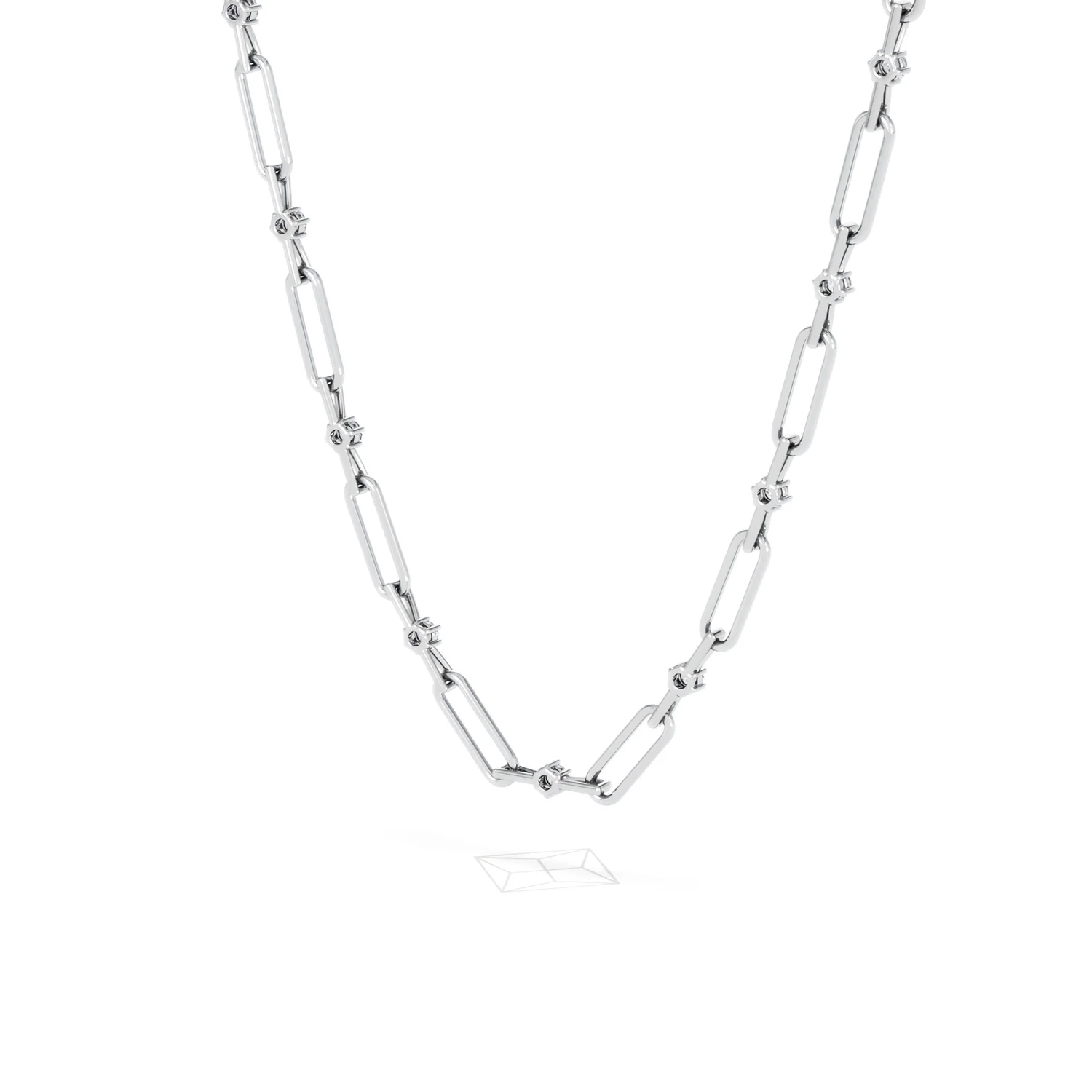 Paperclip 0.74ct Lab Diamond Link Necklace in 18K White Gold - Image 42