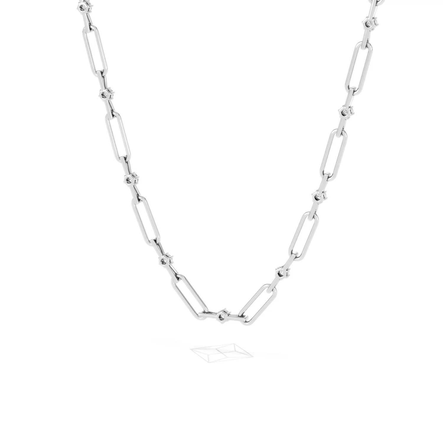 Paperclip 0.74ct Lab Diamond Link Necklace in 18K White Gold - Image 44