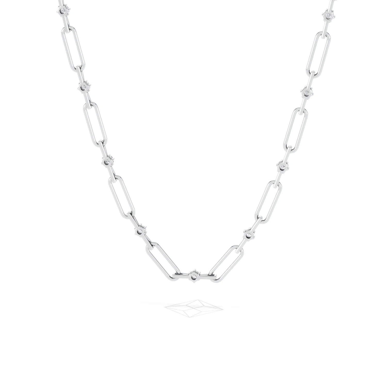 Paperclip 0.74ct Lab Diamond Link Necklace in 18K White Gold - Image 47