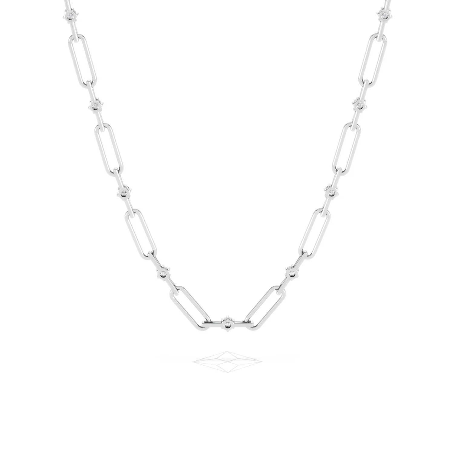 Paperclip 0.74ct Lab Diamond Link Necklace in 18K White Gold - Image 49