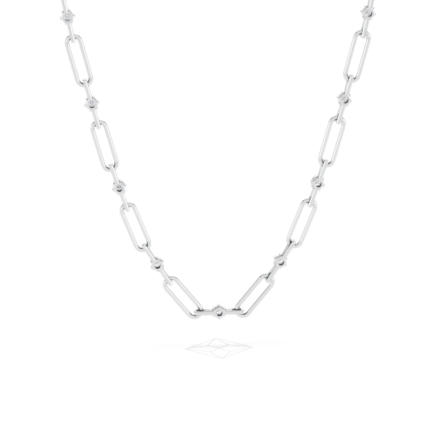 Paperclip 0.74ct Lab Diamond Link Necklace in 18K White Gold - Image 50