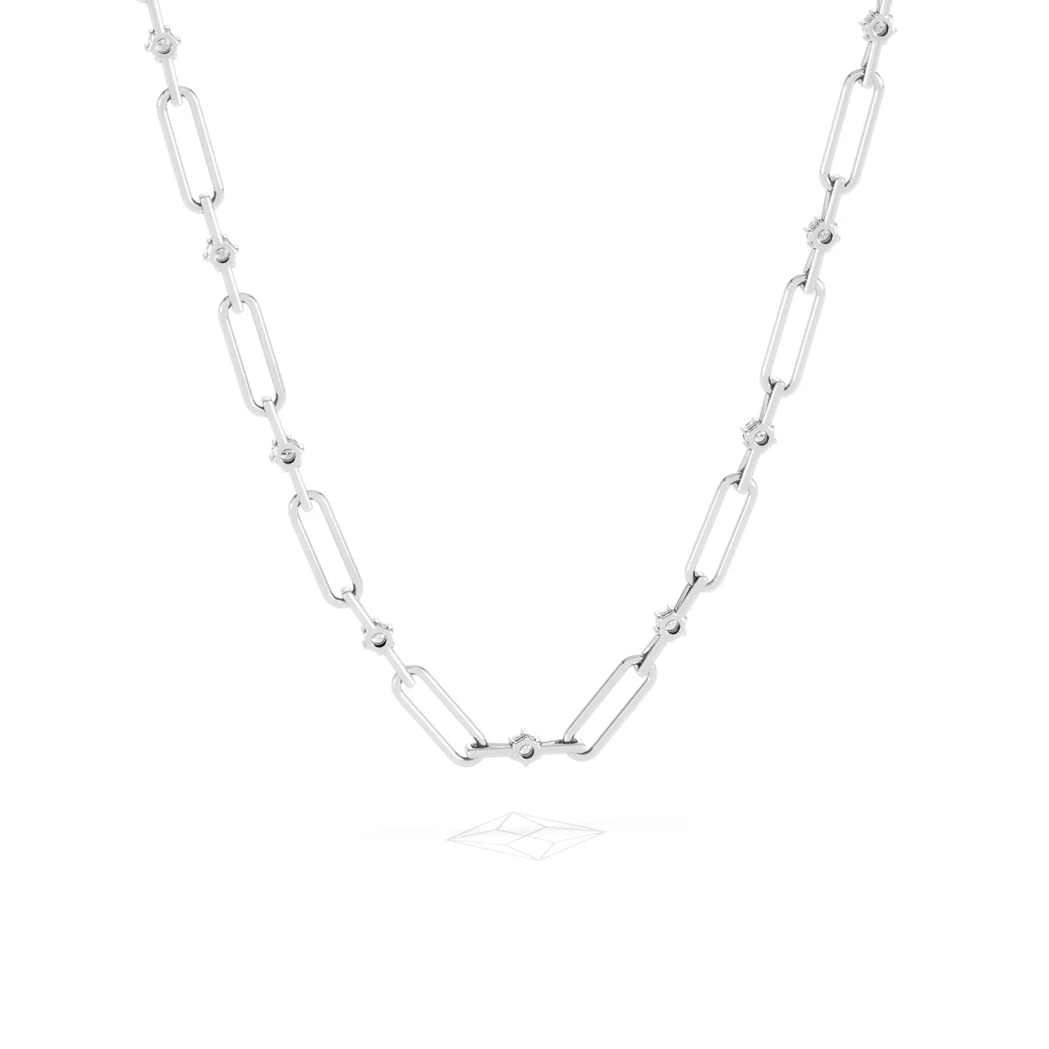 Paperclip 0.74ct Lab Diamond Link Necklace in 18K White Gold - Image 51