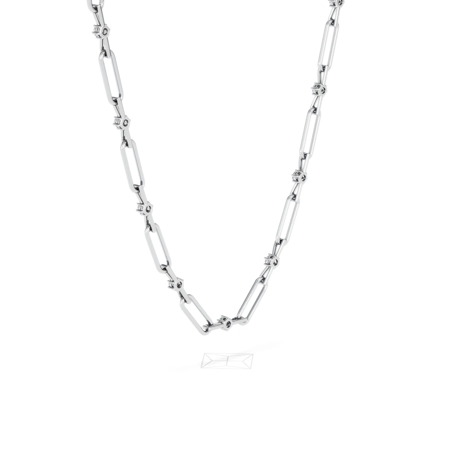 Paperclip 0.74ct Lab Diamond Link Necklace in 18K White Gold - Image 58