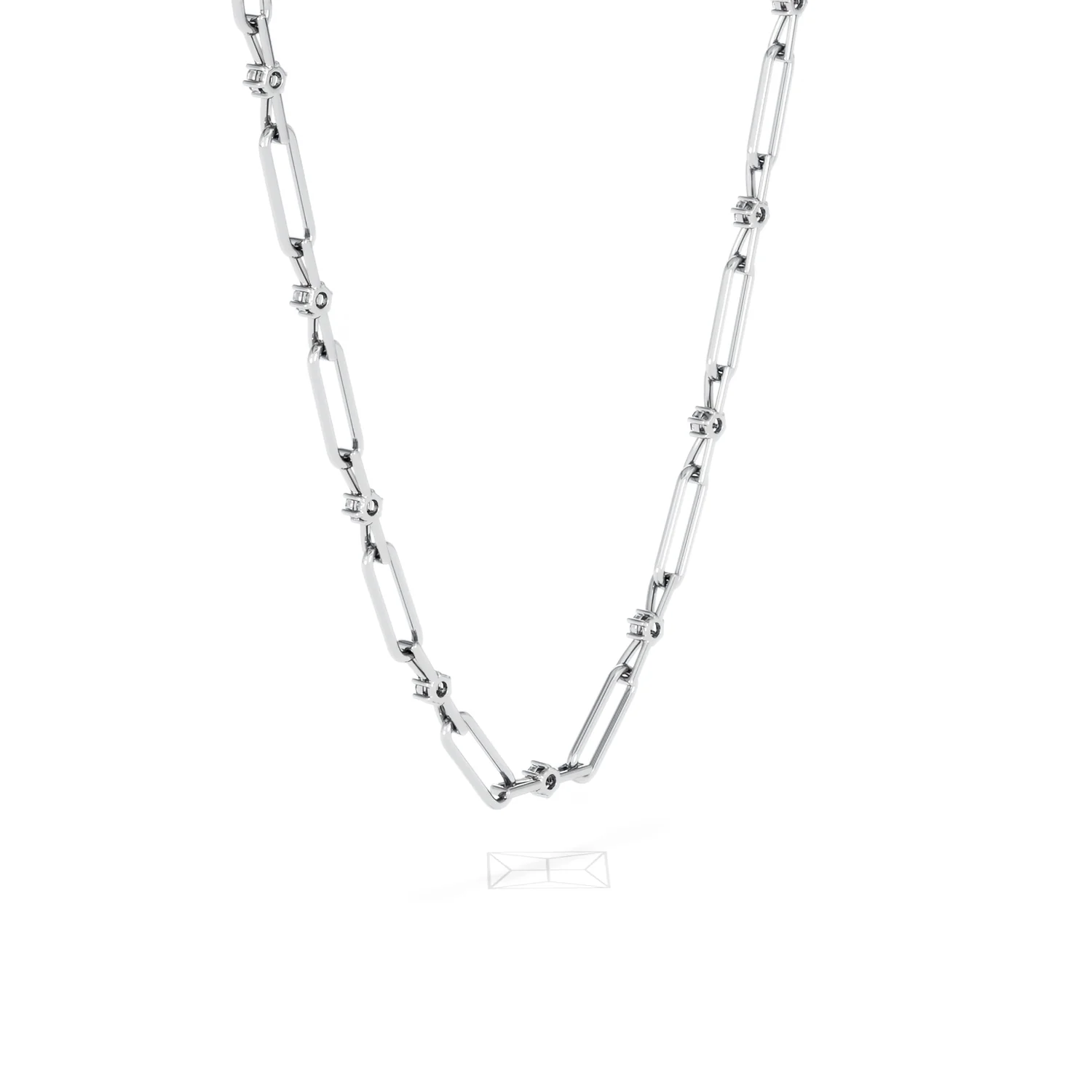 Paperclip 0.74ct Lab Diamond Link Necklace in 18K White Gold - Image 59
