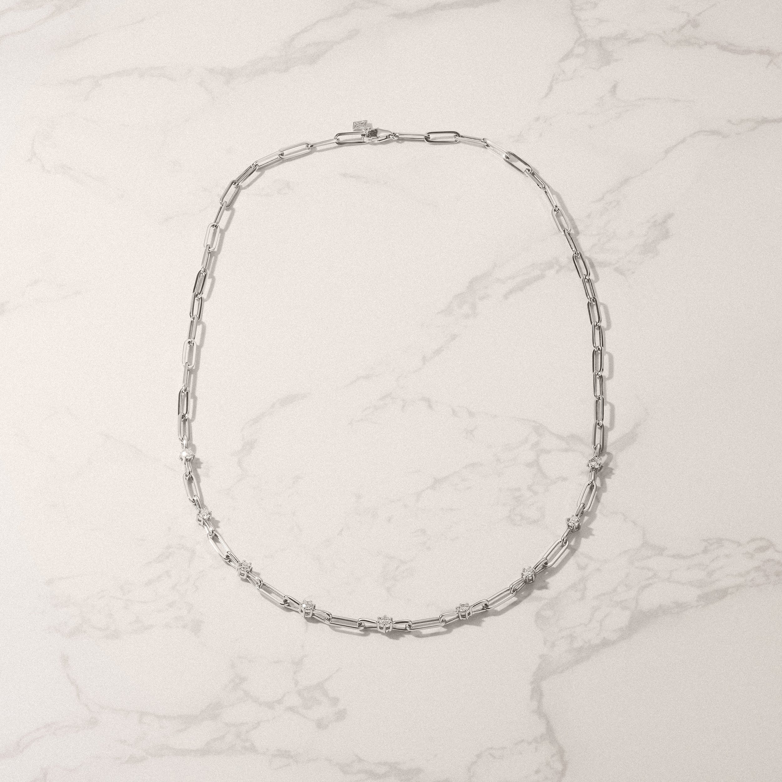 Paperclip 0.74ct Lab Diamond Link Necklace in 18K White Gold - Image 6