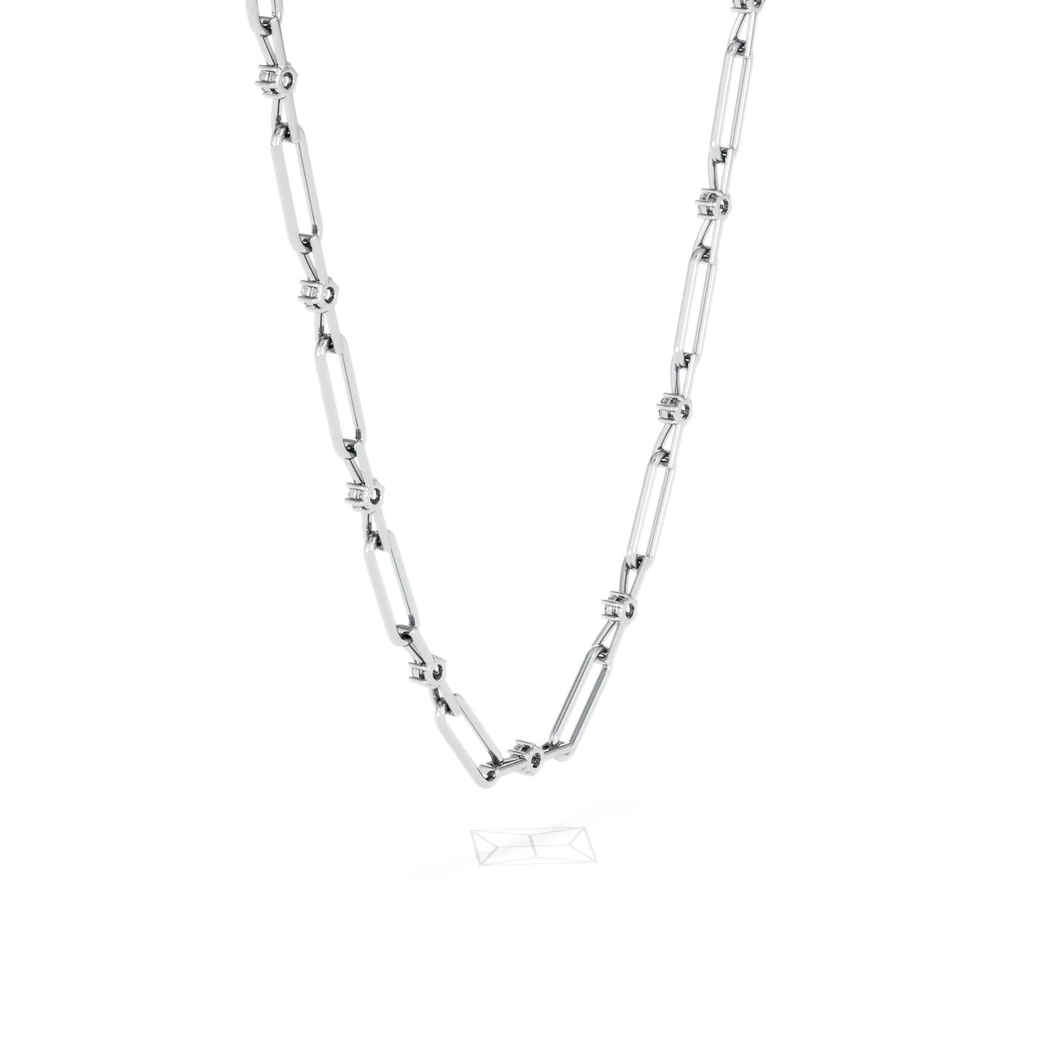 Paperclip 0.74ct Lab Diamond Link Necklace in 18K White Gold - Image 60