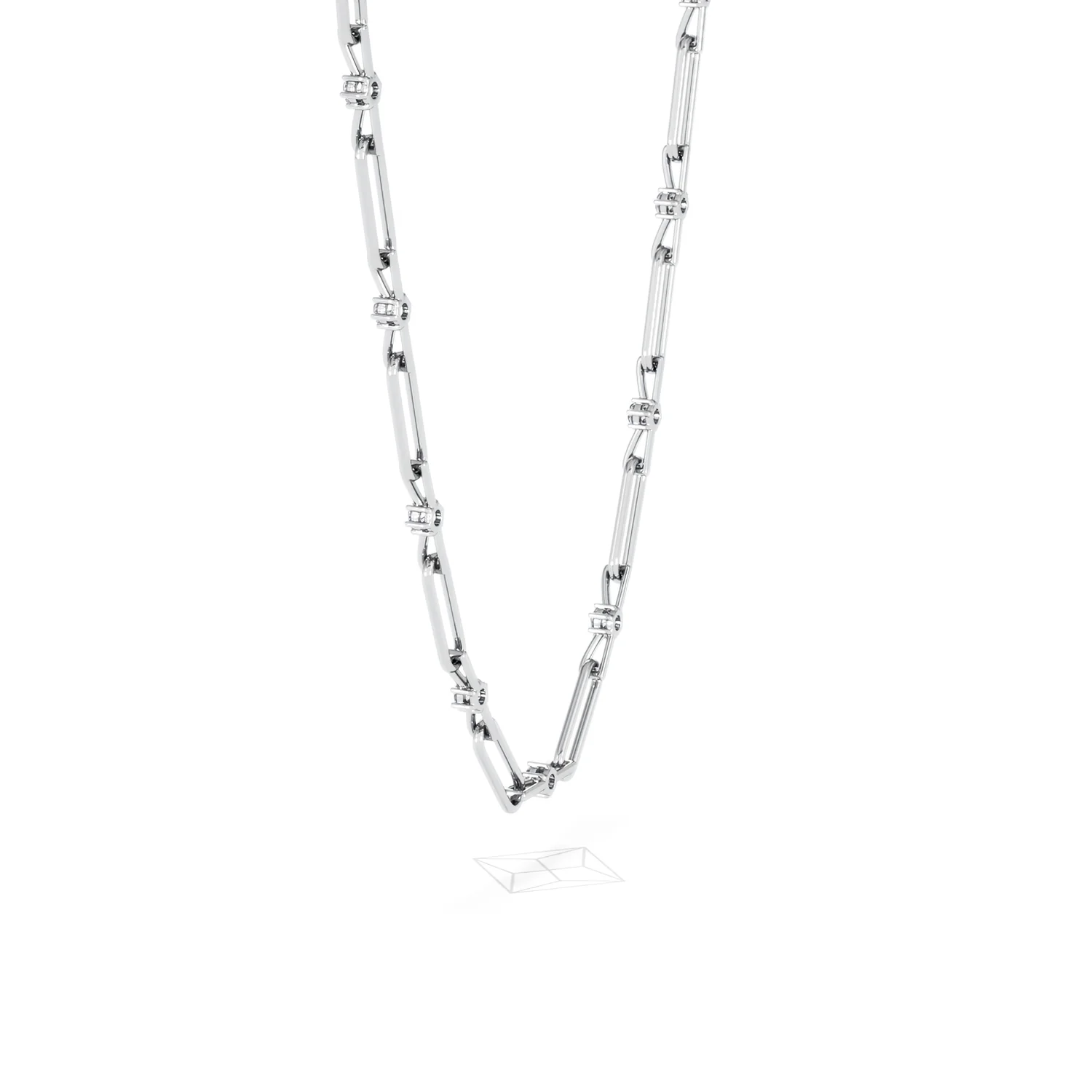 Paperclip 0.74ct Lab Diamond Link Necklace in 18K White Gold - Image 63