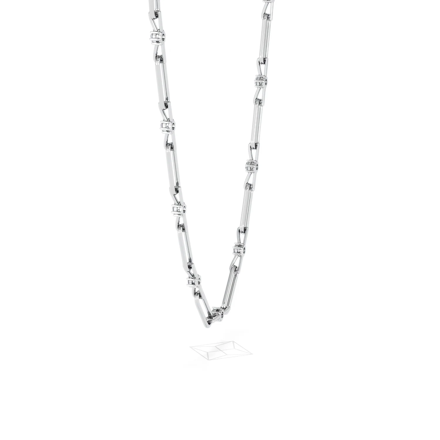 Paperclip 0.74ct Lab Diamond Link Necklace in 18K White Gold - Image 64