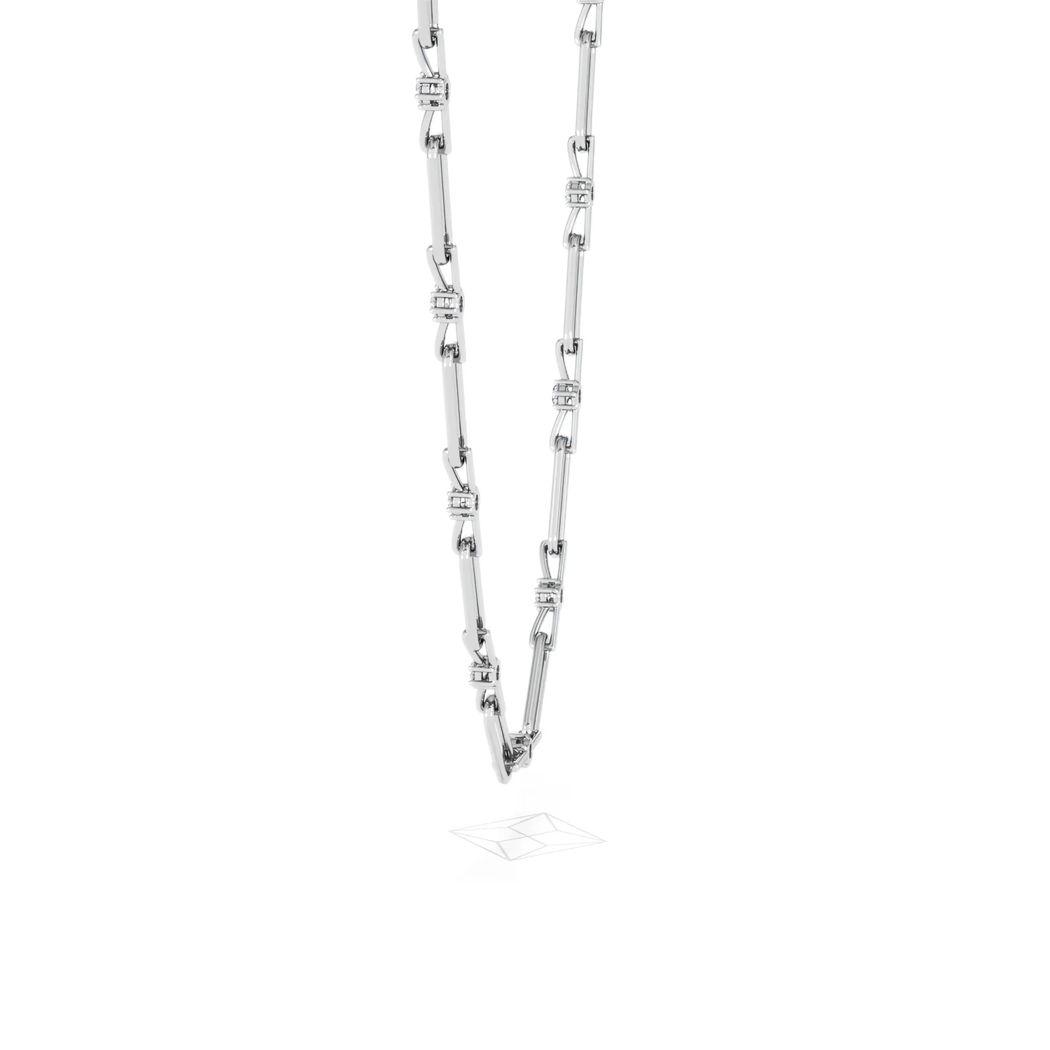 Paperclip 0.74ct Lab Diamond Link Necklace in 18K White Gold - Image 66