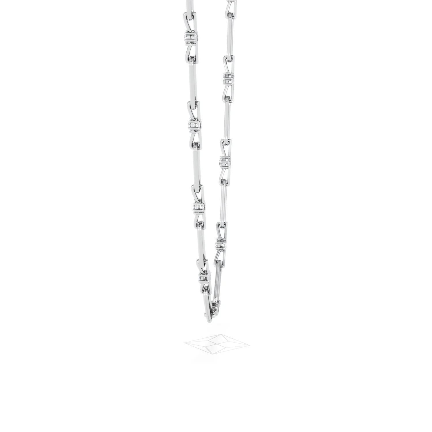 Paperclip 0.74ct Lab Diamond Link Necklace in 18K White Gold - Image 67