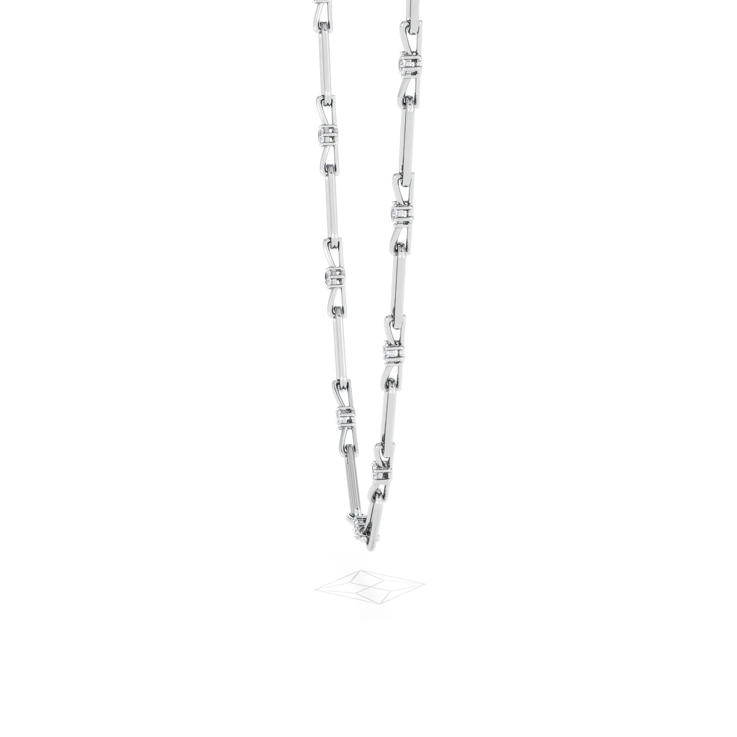 Paperclip 0.74ct Lab Diamond Link Necklace in 18K White Gold - Image 71
