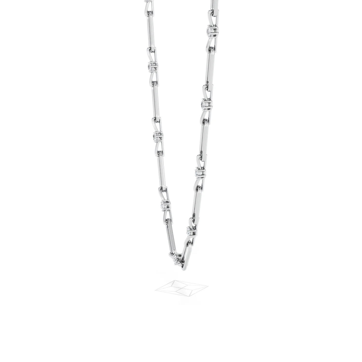Paperclip 0.74ct Lab Diamond Link Necklace in 18K White Gold - Image 72
