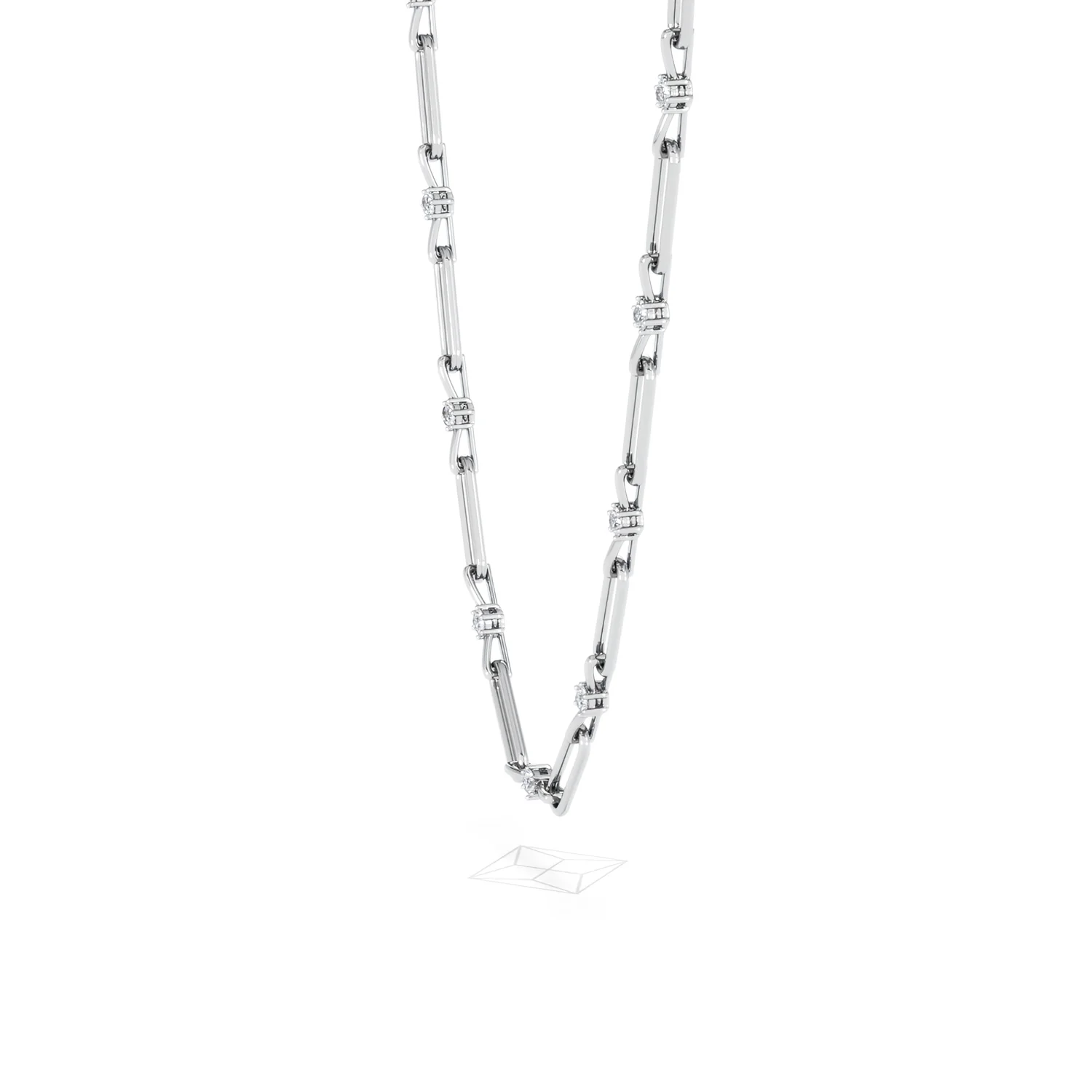 Paperclip 0.74ct Lab Diamond Link Necklace in 18K White Gold - Image 73