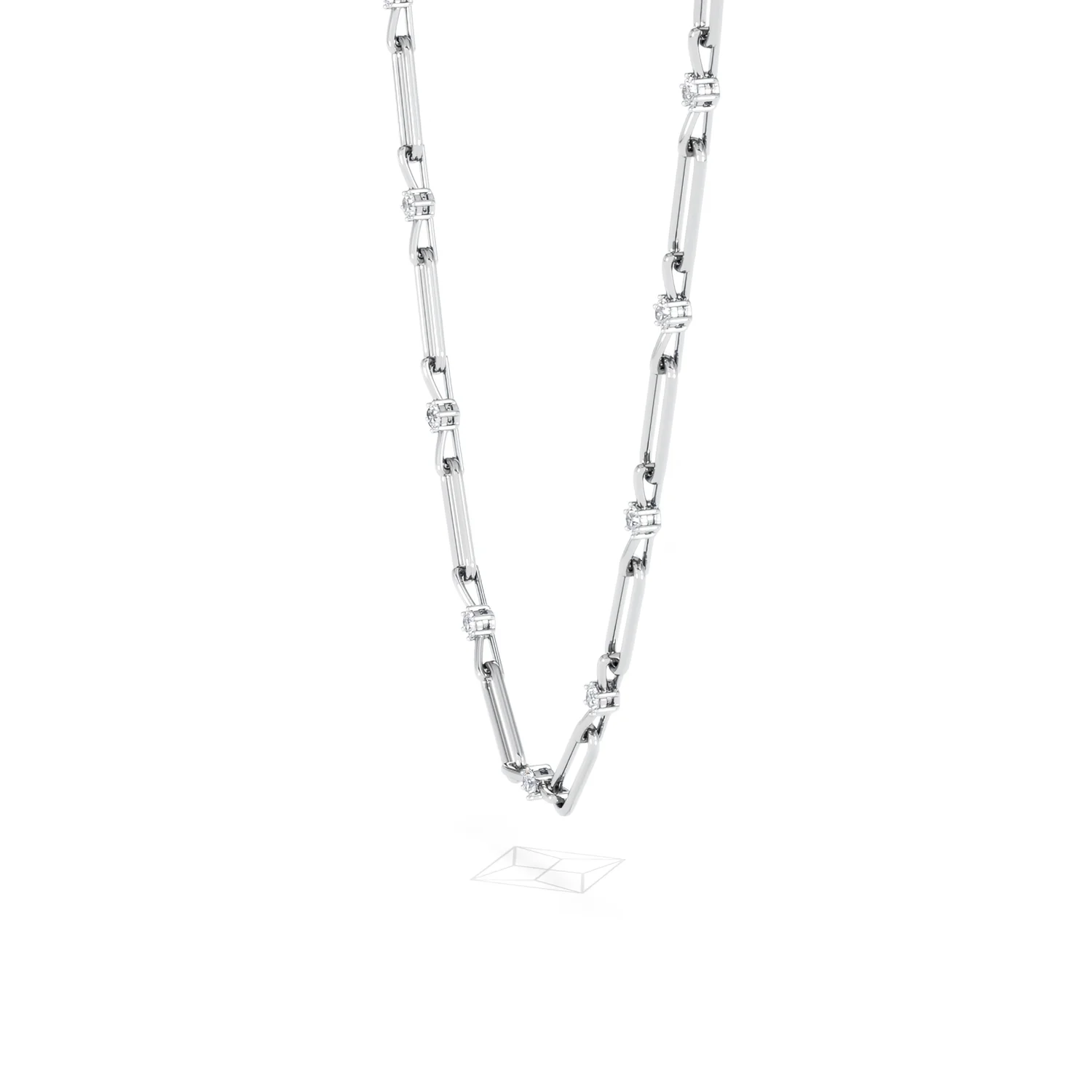 Paperclip 0.74ct Lab Diamond Link Necklace in 18K White Gold - Image 74