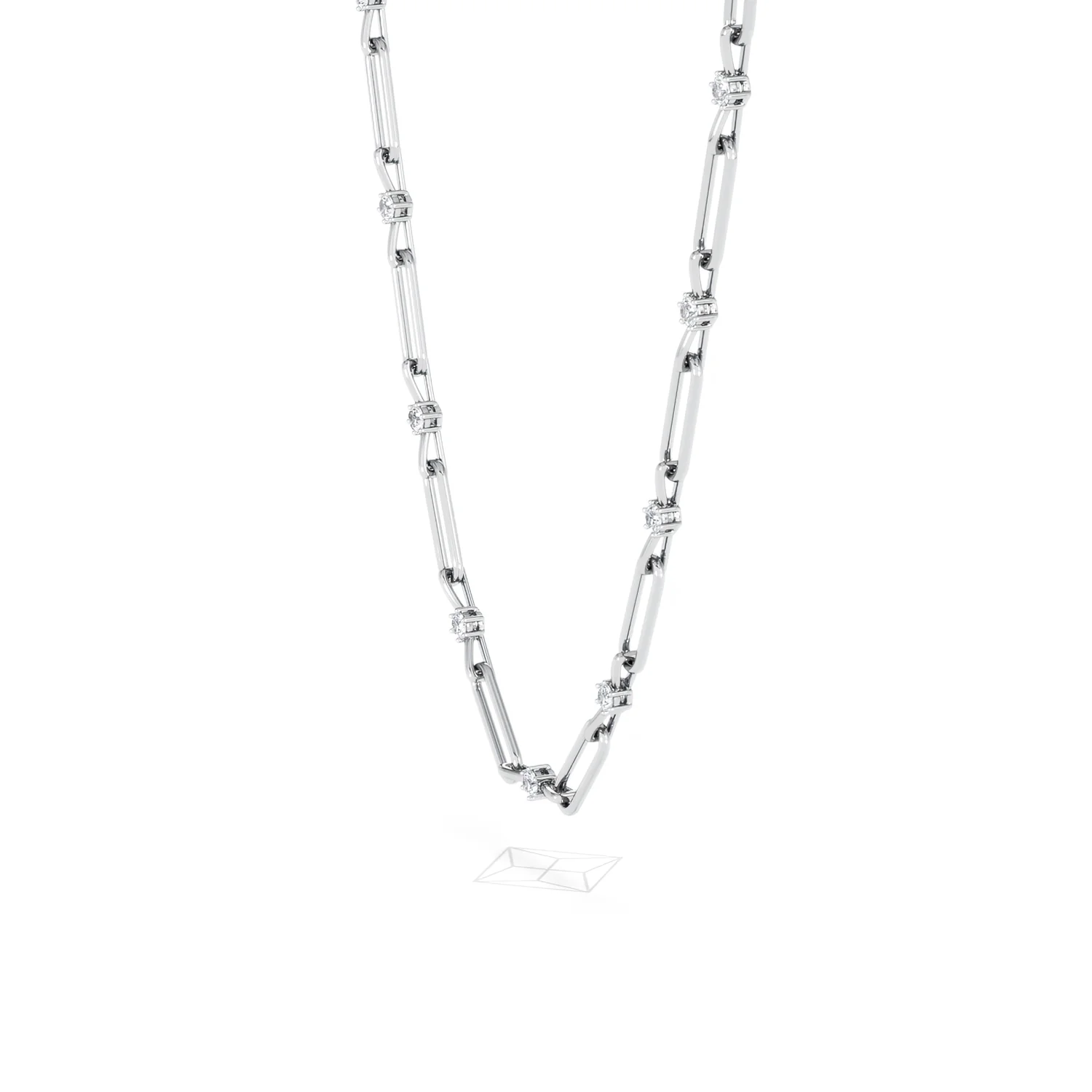 Paperclip 0.74ct Lab Diamond Link Necklace in 18K White Gold - Image 75
