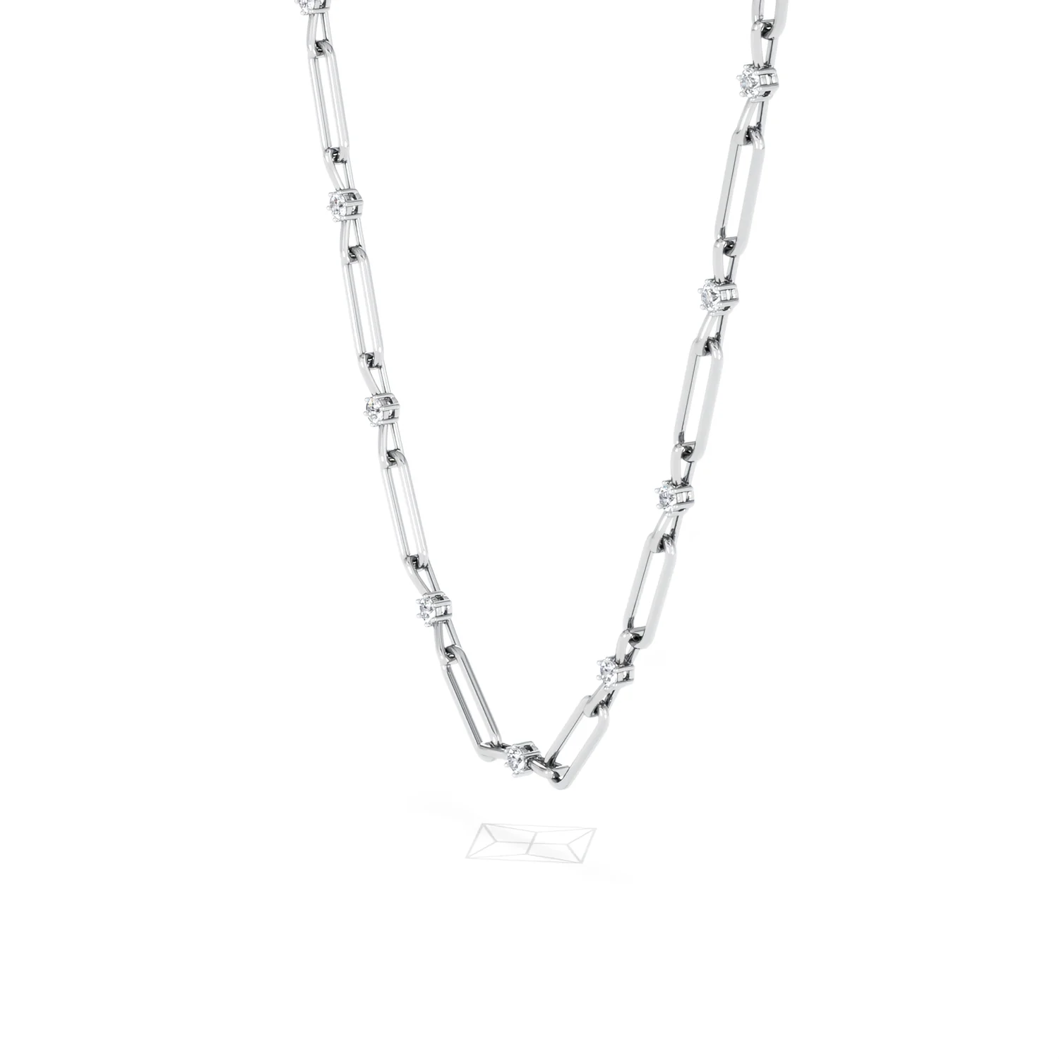 Paperclip 0.74ct Lab Diamond Link Necklace in 18K White Gold - Image 77