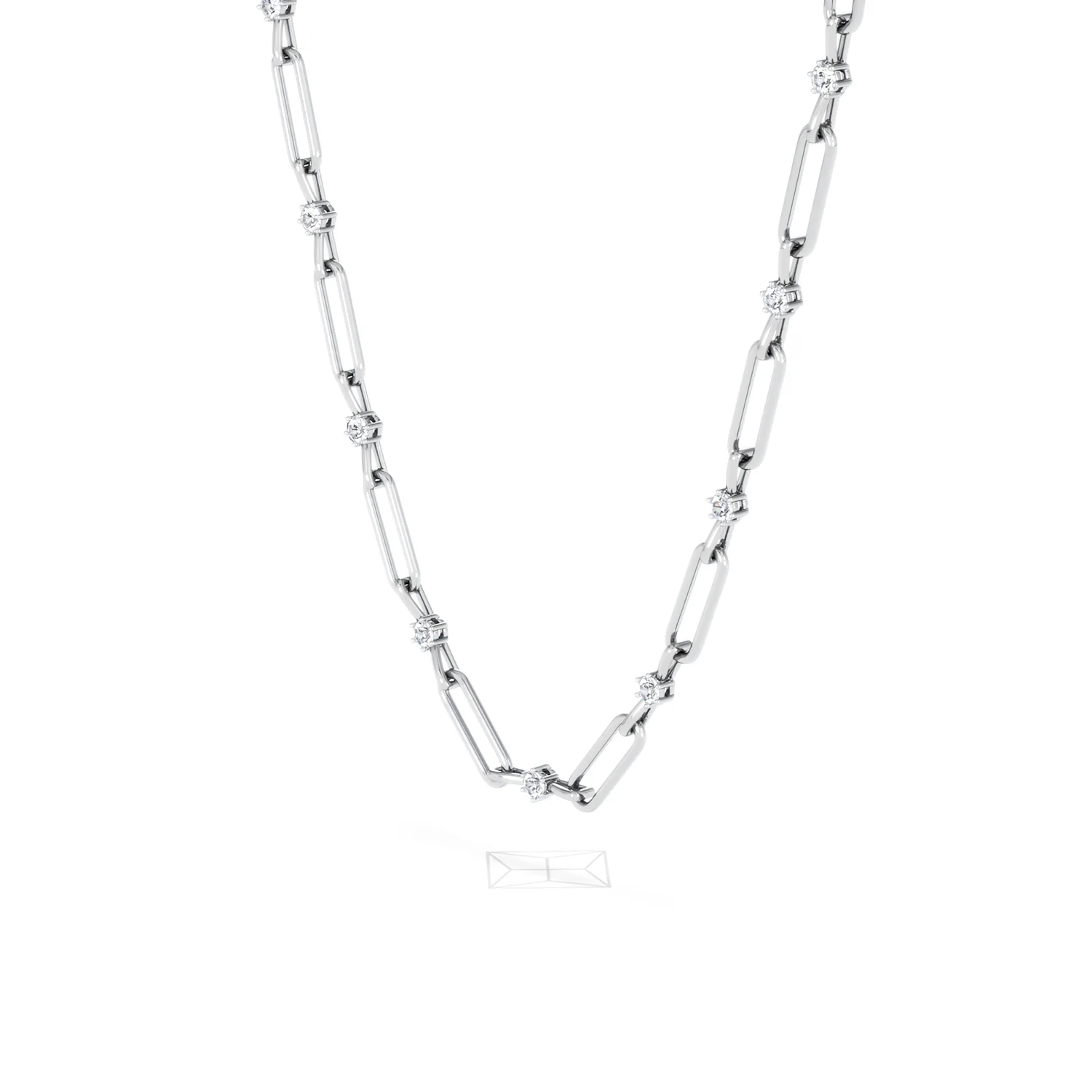 Paperclip 0.74ct Lab Diamond Link Necklace in 18K White Gold - Image 79