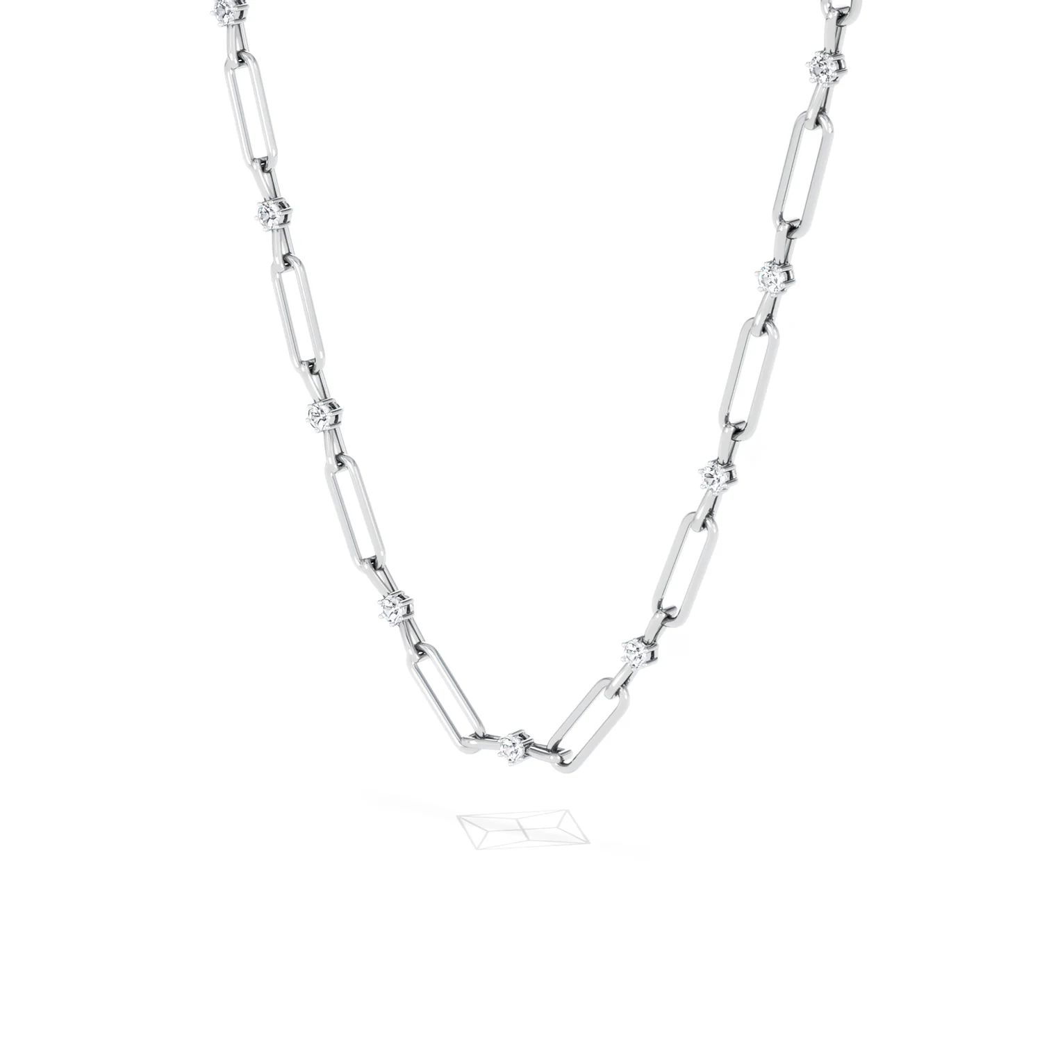 Paperclip 0.74ct Lab Diamond Link Necklace in 18K White Gold - Image 81