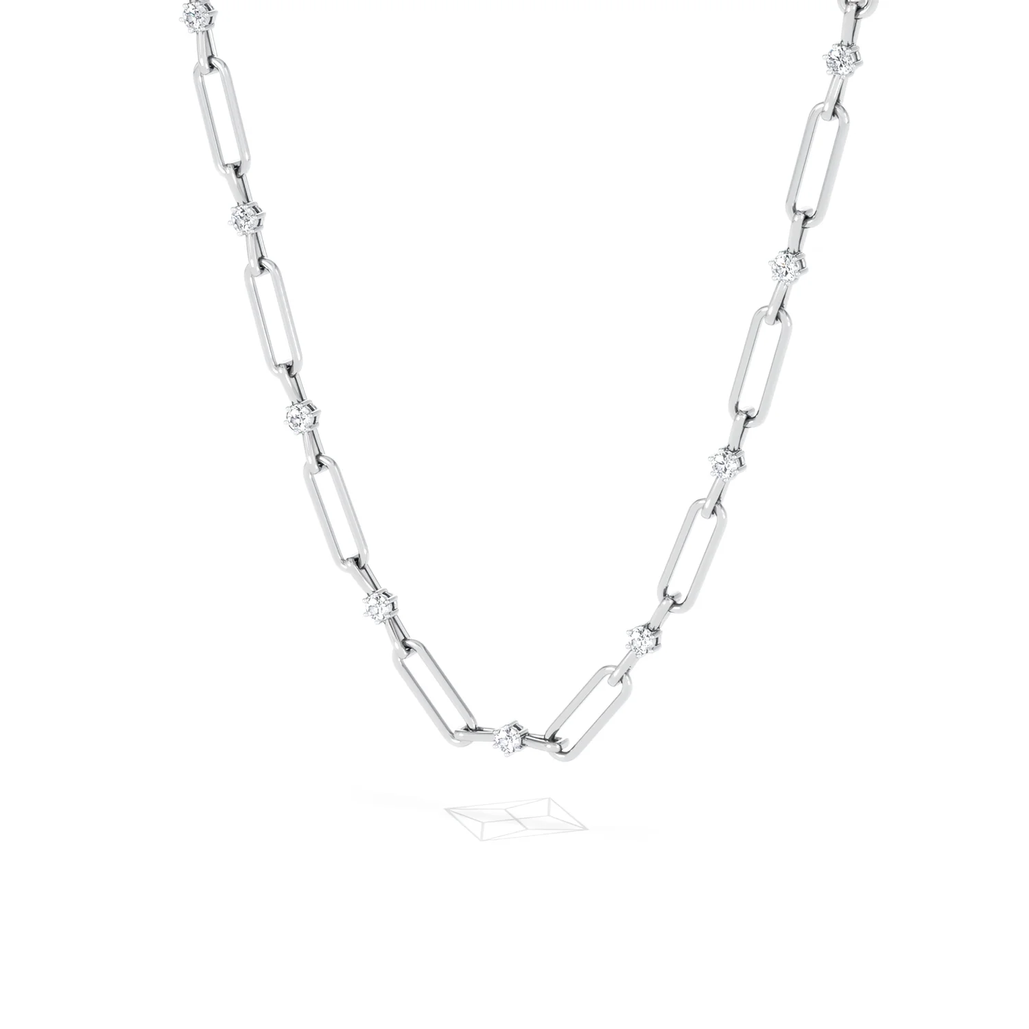 Paperclip 0.74ct Lab Diamond Link Necklace in 18K White Gold - Image 83