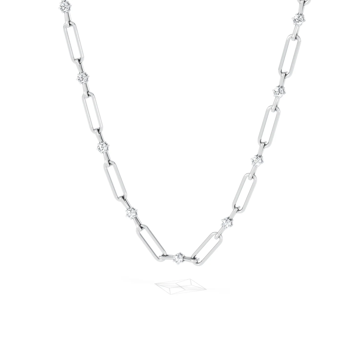 Paperclip 0.74ct Lab Diamond Link Necklace in 18K White Gold - Image 84