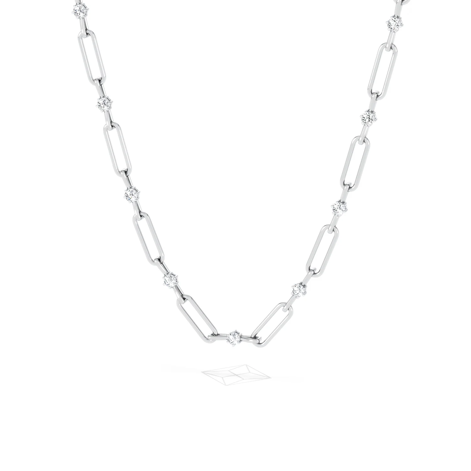 Paperclip 0.74ct Lab Diamond Link Necklace in 18K White Gold - Image 85